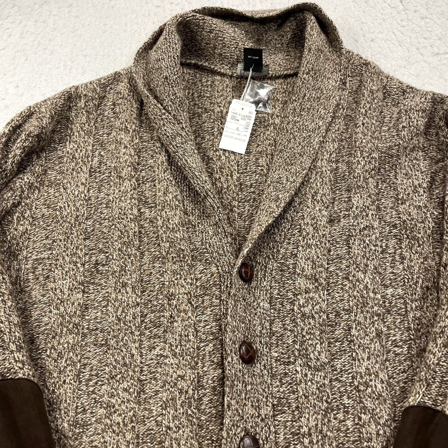 Jos. A. Bank Jos A Bank Sweater Mens XL Brown Lambswool Shawl Cardigan Elbow Patches Size US XL / EU 56 / 4 - 2 Thumbnail