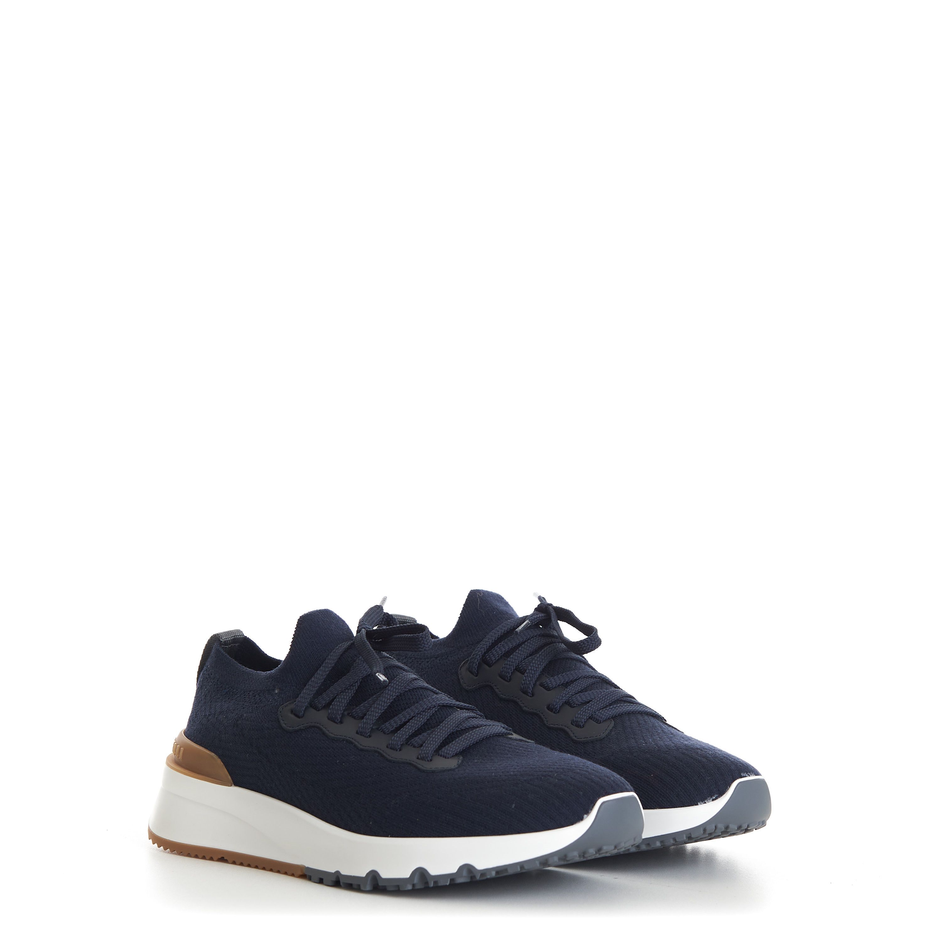 Brunello Cucinelli Navy Blue Runner Sneakers - Wool Knit Shoes Size US 6 / EU 39 - 1 Thumbnail