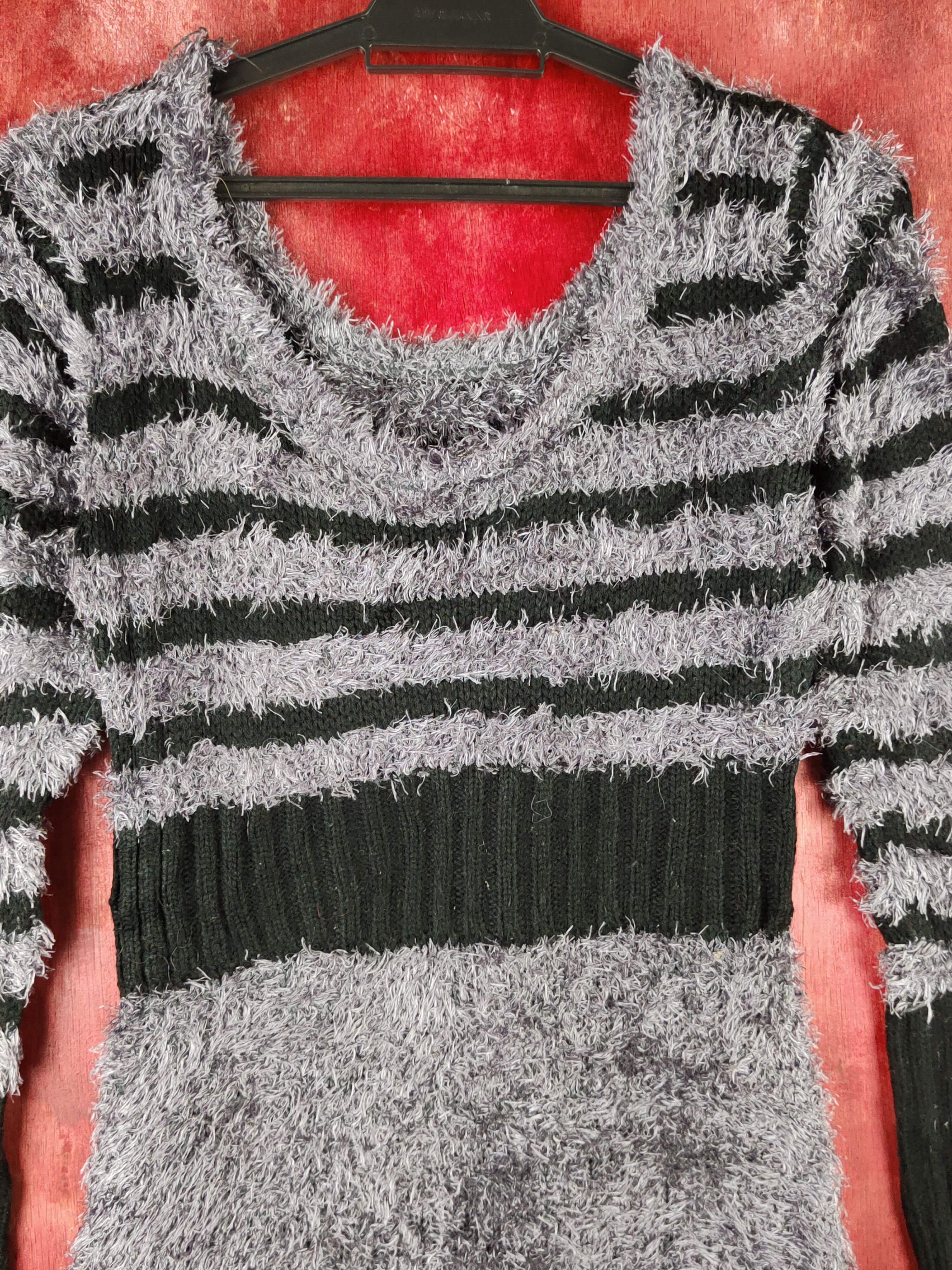 Homespun Knitwear × Japanese Brand × Vintage Edge Line Dark Gray Shag Shaggy Fur Mohair Knitwear #S1976 Size XS / US 0-2 / IT 36-38 - 2 Thumbnail