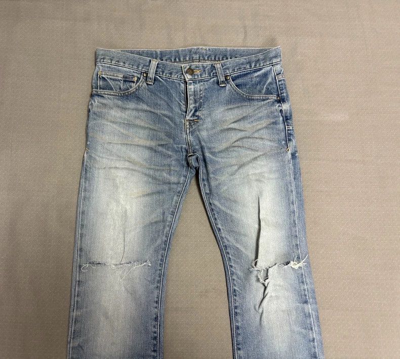Yohji Yamamoto Vintage Light Blue Distressed Denim Jeans-2506 Size 31" - 2 Thumbnail