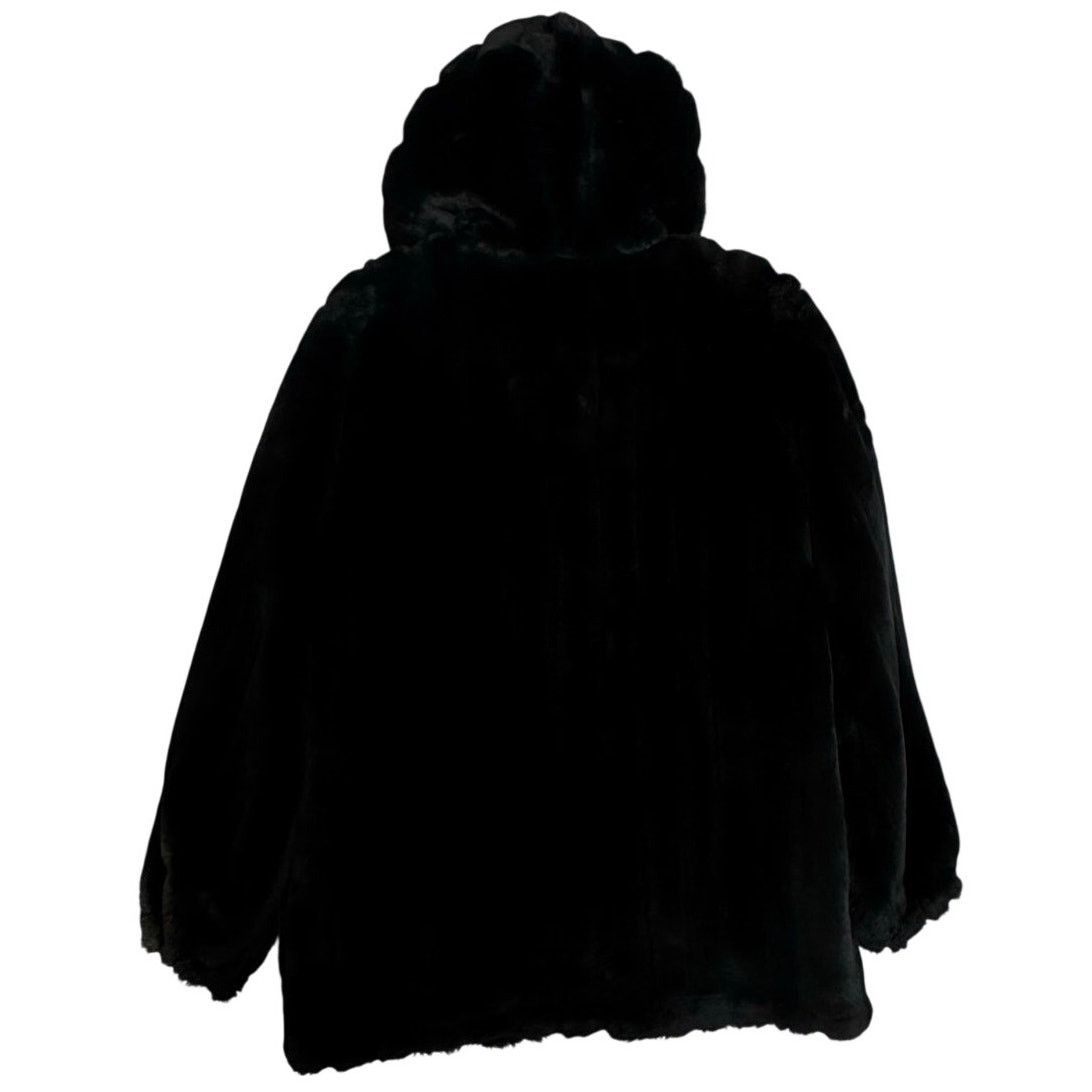 Vintage 1990s Komitor Reversible Silk Faux Fur Hooded Coat Medium Size M / US 6-8 / IT 42-44 - 3 Thumbnail