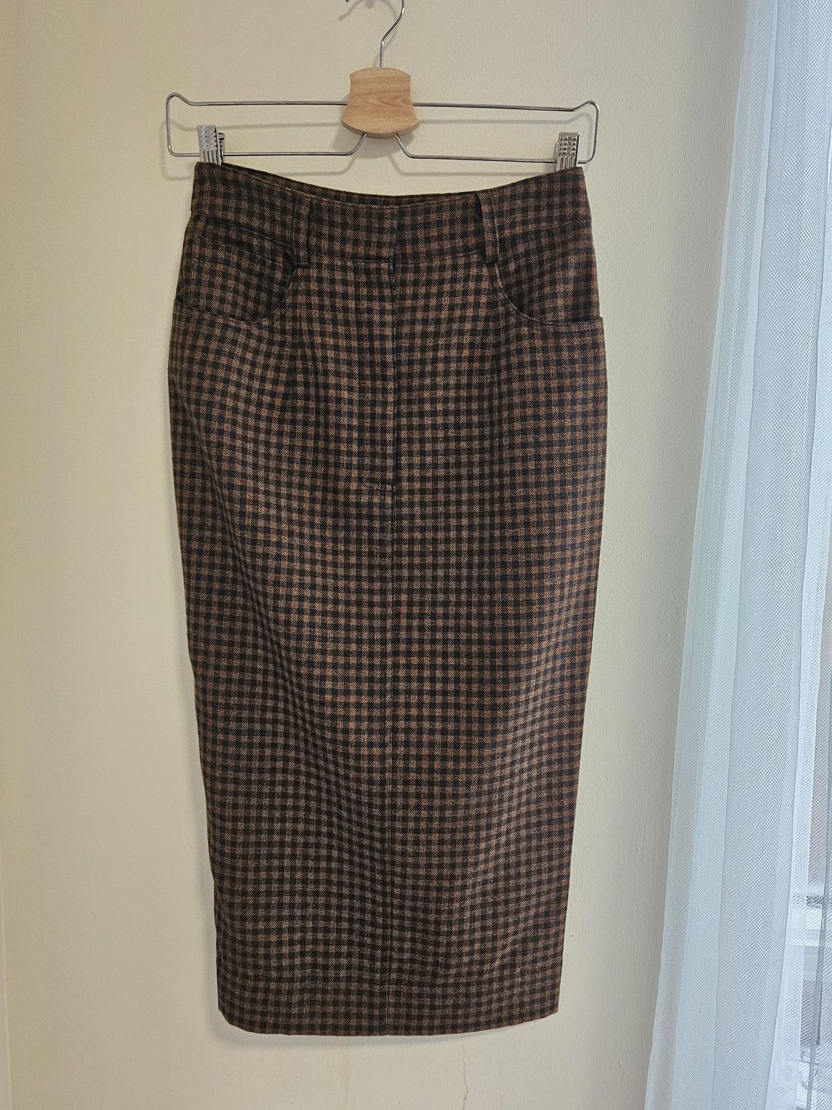 Isa Arfen 2016 ISA ARFEN 100%Virgin Wool Plaid Elegant Pencil Skirt Size 27" / US 4 / IT 40 - 9 Thumbnail