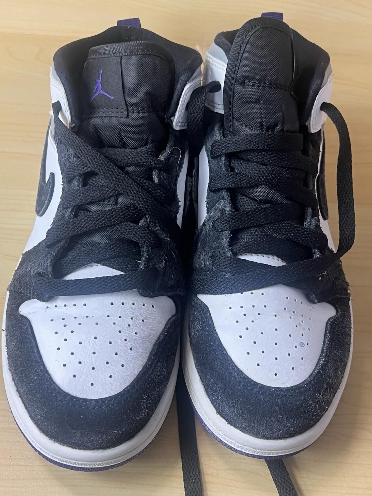 Nike Nike Air Jordan 1 Mid Se (PS) White-Court Purple-Black Sz 2y Size US 5 / EU 37 - 2 Thumbnail