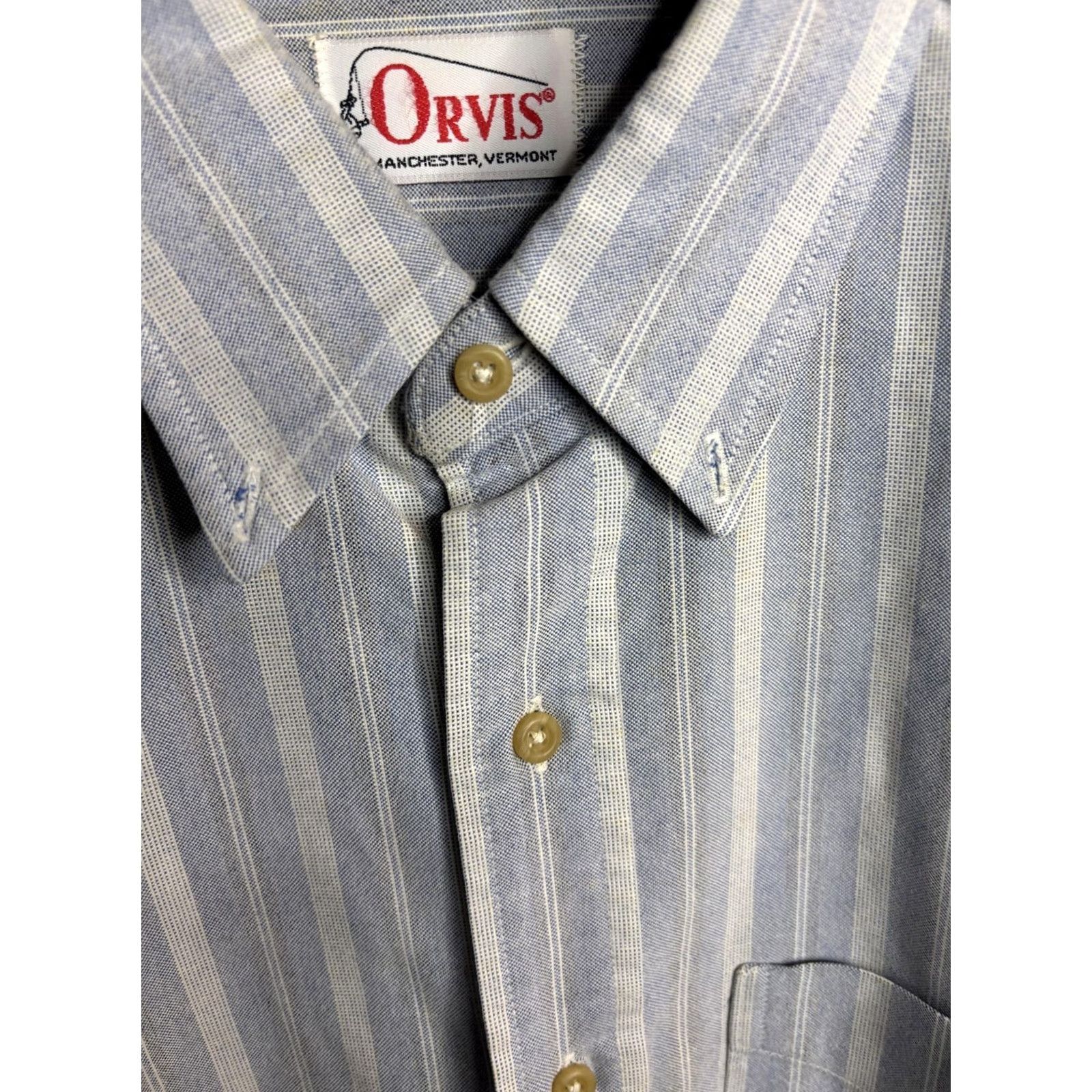 Orvis Orvis Shirt Mens Large Blue White Vertical Stripe Button-Down Cotton Classic Size US L / EU 52-54 / 3 - 3 Thumbnail