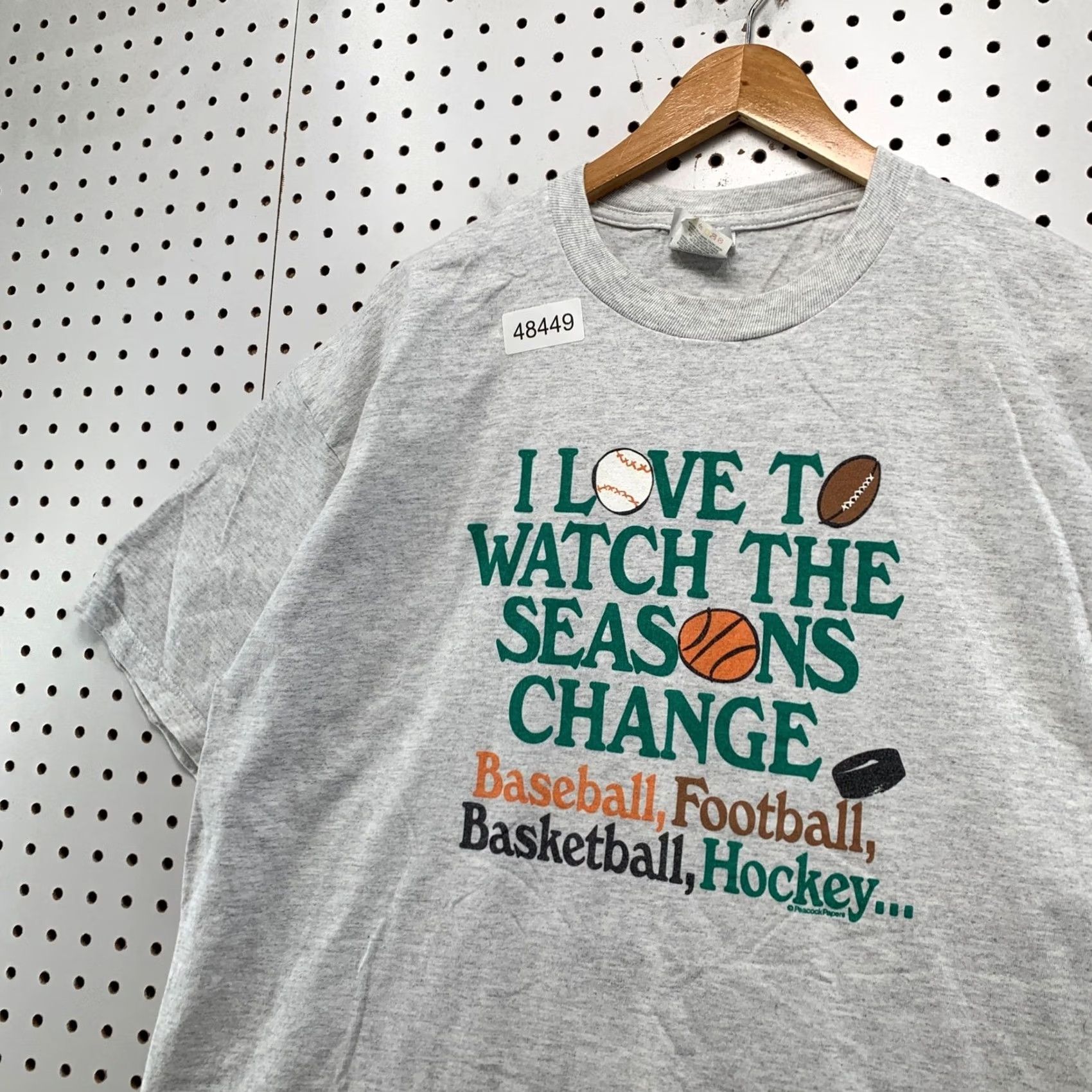 Jerzees VINTAGE Funny Sports T Shirt Mens XL Grey 90s Seasons Change Single Stitch USA Size US XL / EU 56 / 4 - 6 Thumbnail