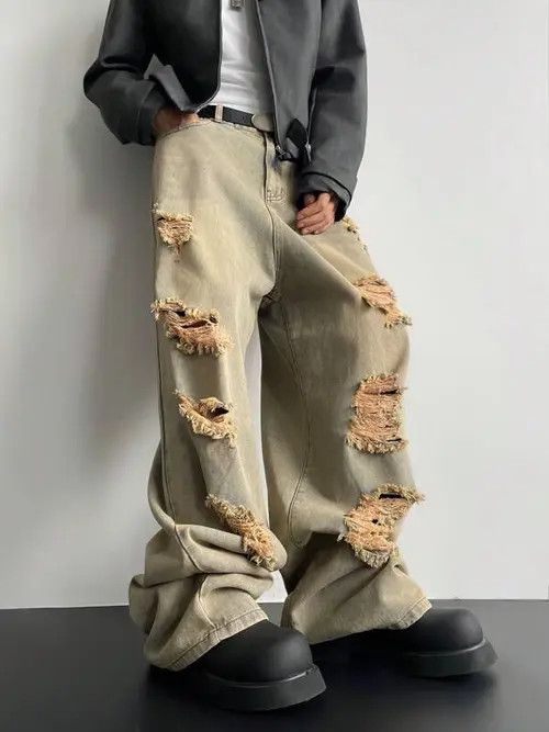 Jean Distressed Baggy Ripped Dusty Jeans Size US 36 / EU 52 - 2 Thumbnail