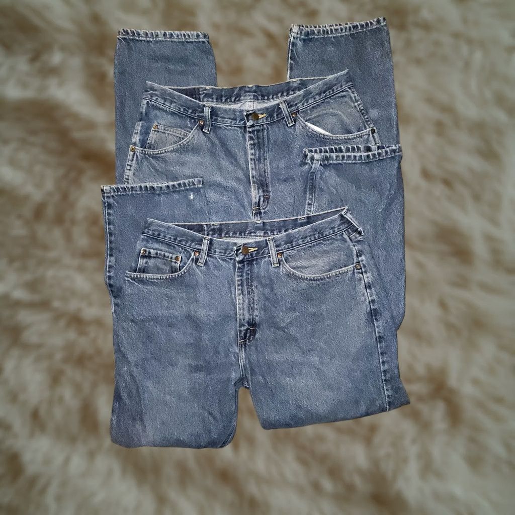 Wrangler Wrangler Jeans Men's 36x29 Straight Leg Blue Denim Western Cowboy Regular Rise 28 Inseam 36 Waist Lot of 2 Size US 36 / EU 52 - 1 Thumbnail