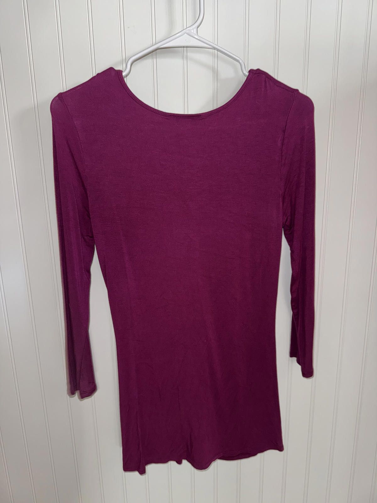Other Boston Proper Women's Purple Ruched V-Neck Long Sleeve Top, Size S / US 4 / IT 40 - 2 Thumbnail