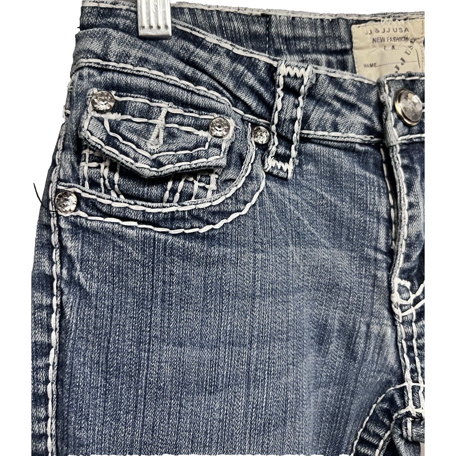 Vintage Vintage Flare Denim Jeans Sz 5 Flap Pockets Stretch 26x30 Size 26" / US 2 / IT 38 - 5 Thumbnail