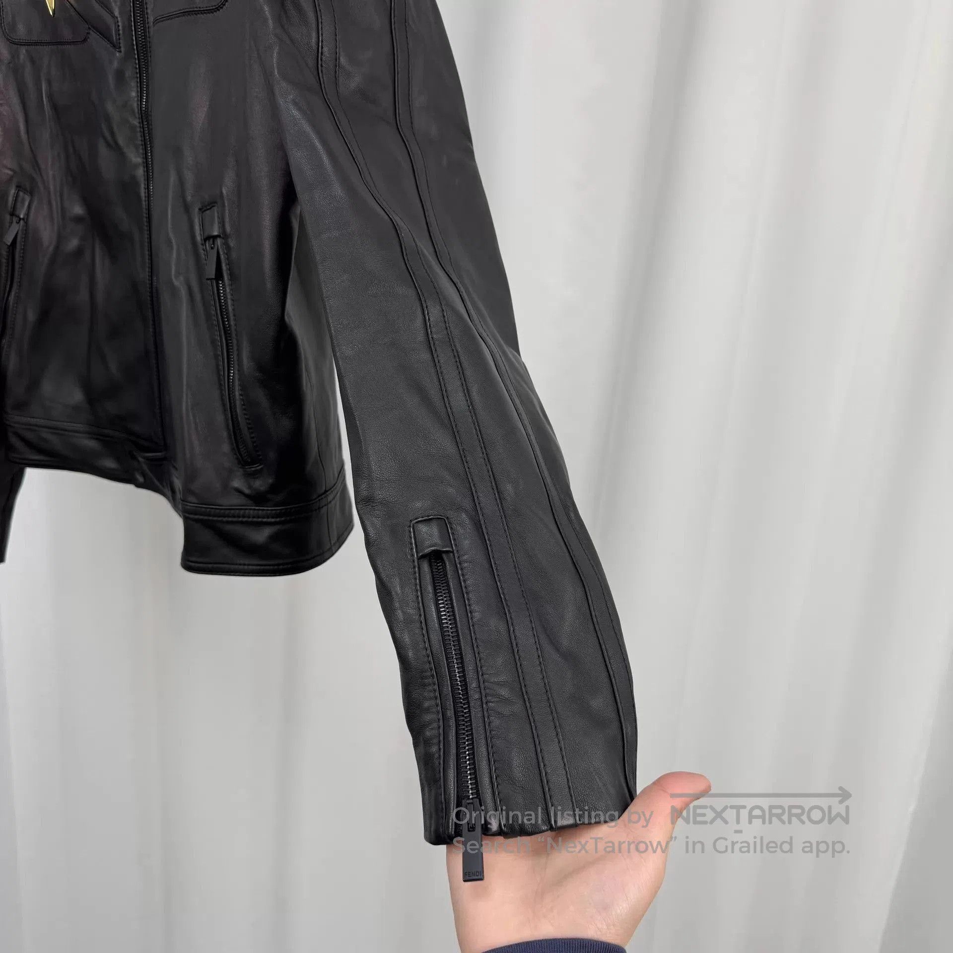 Fendi Black Leather Moto Jacket. Size US M / EU 48-50 / 2 - 4 Thumbnail