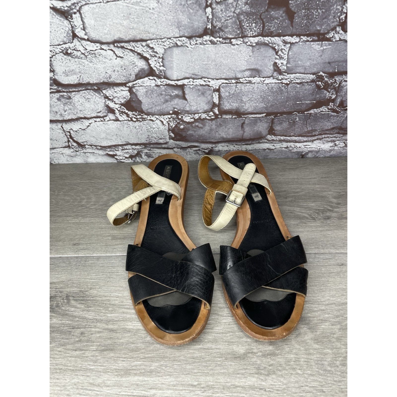 Alberto ALBERTO FERMANI Black Ivory Leather Ankle Strap Heel Sandals Size US 10.5 / IT 40.5 - 2 Thumbnail