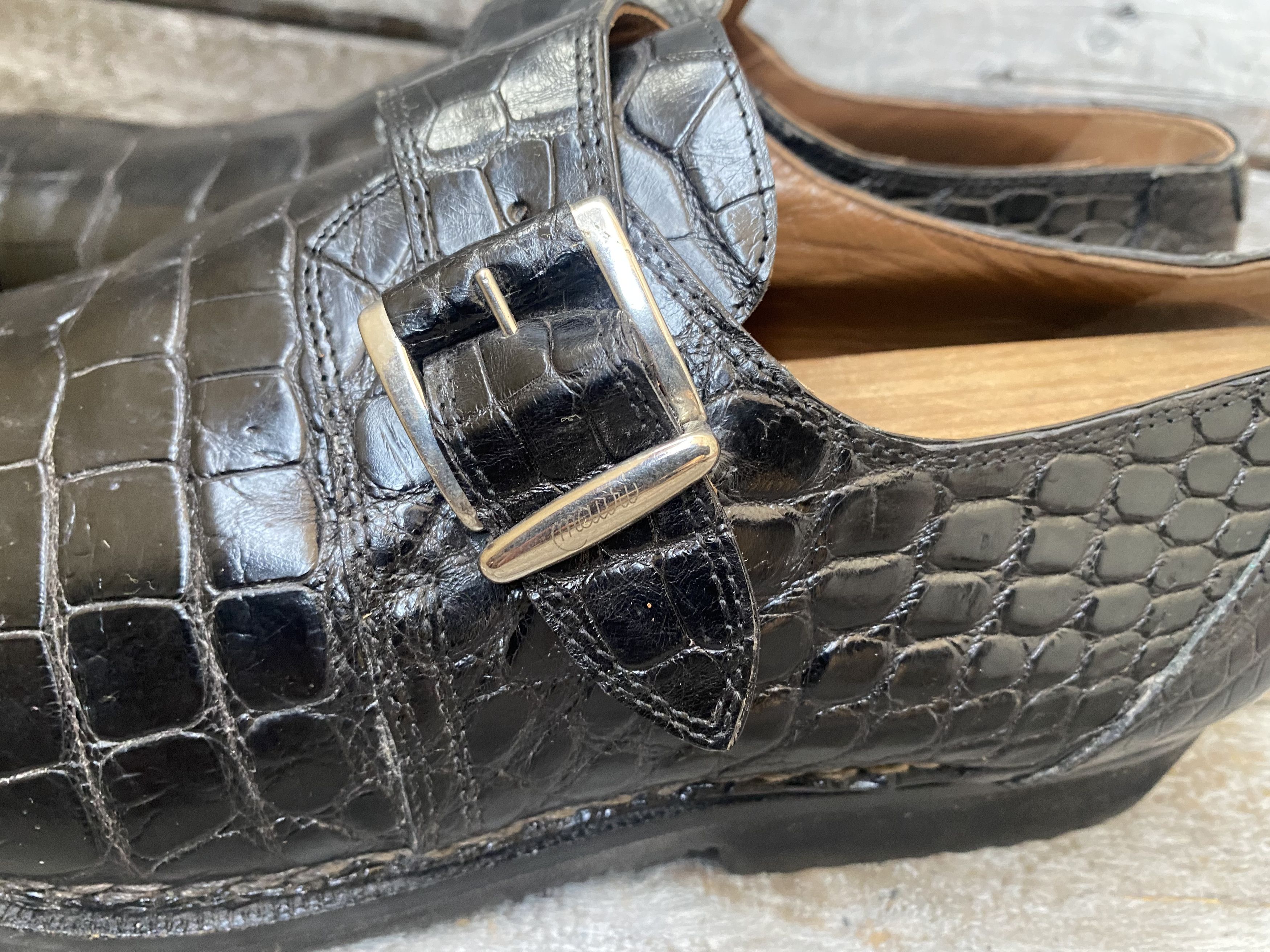 Mauri exotic alligator monkstrap dress shoes sz 10