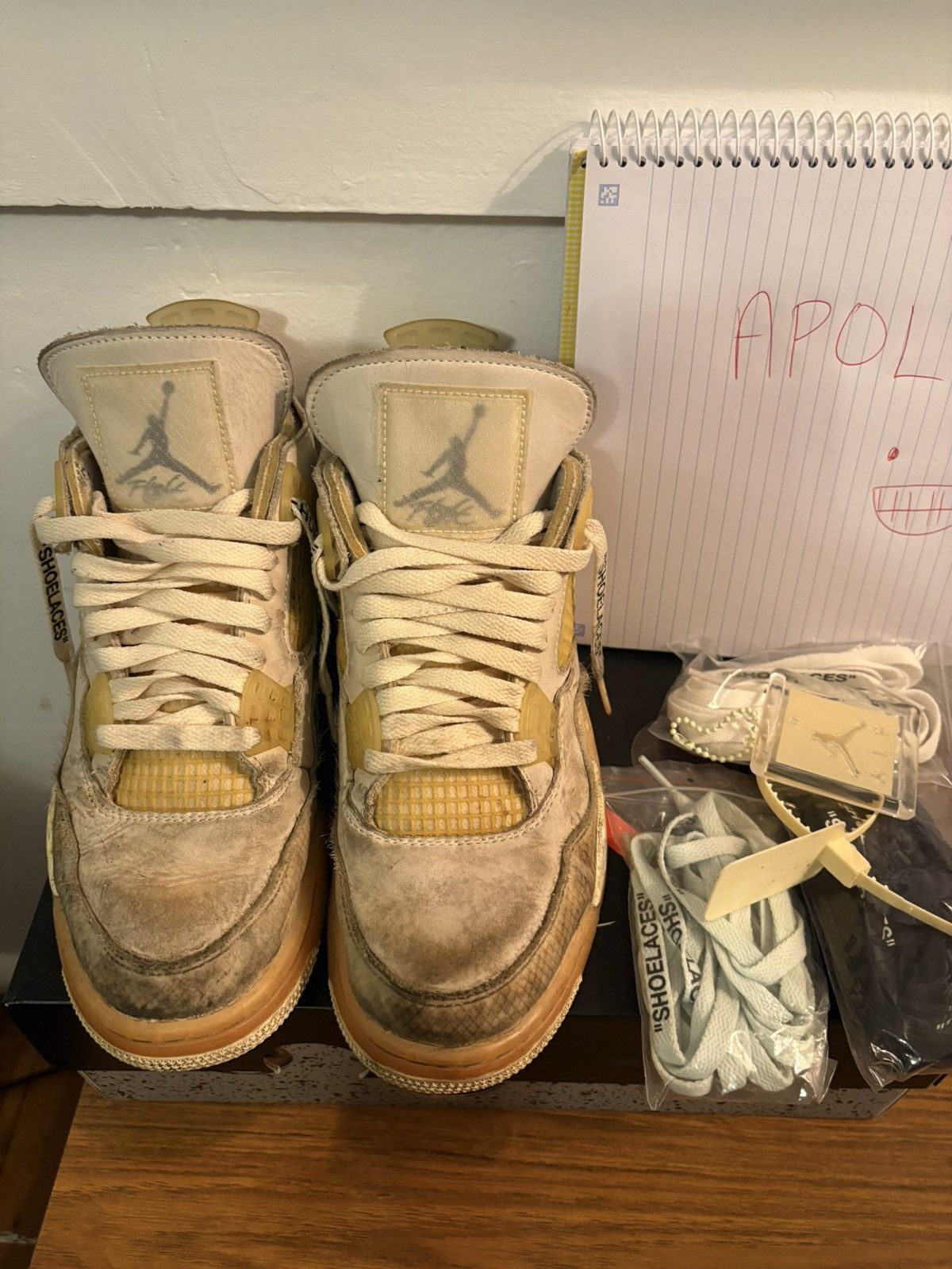 Nike × Off-White Off-White Nike Air Jordan 4 Sail US8 Size US 8 / EU 41 - 2 Thumbnail