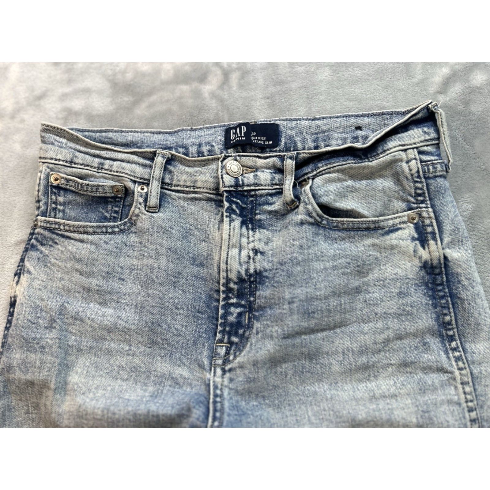 Gap Gap Jeans Womens 8/29 Light Blue High Rise Slim Stretch Denim Vintage 5-Pocket Zipper Fly 30W Inseam 26 Zip Size 30" / US 8 / IT 44 - 3 Thumbnail