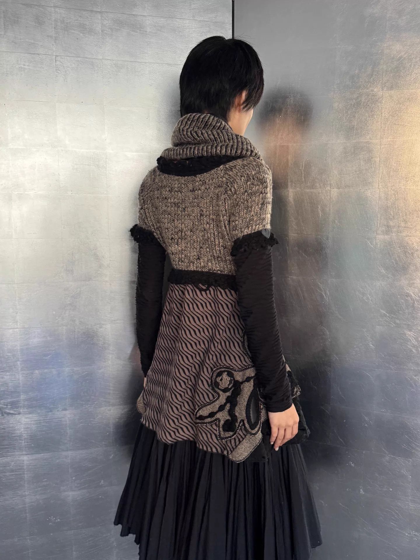 Other French Brand 50% Wool Blend Detachable Scarf Elastic Waist Dress Size 25" / US 0 / IT 36 - 7 Thumbnail