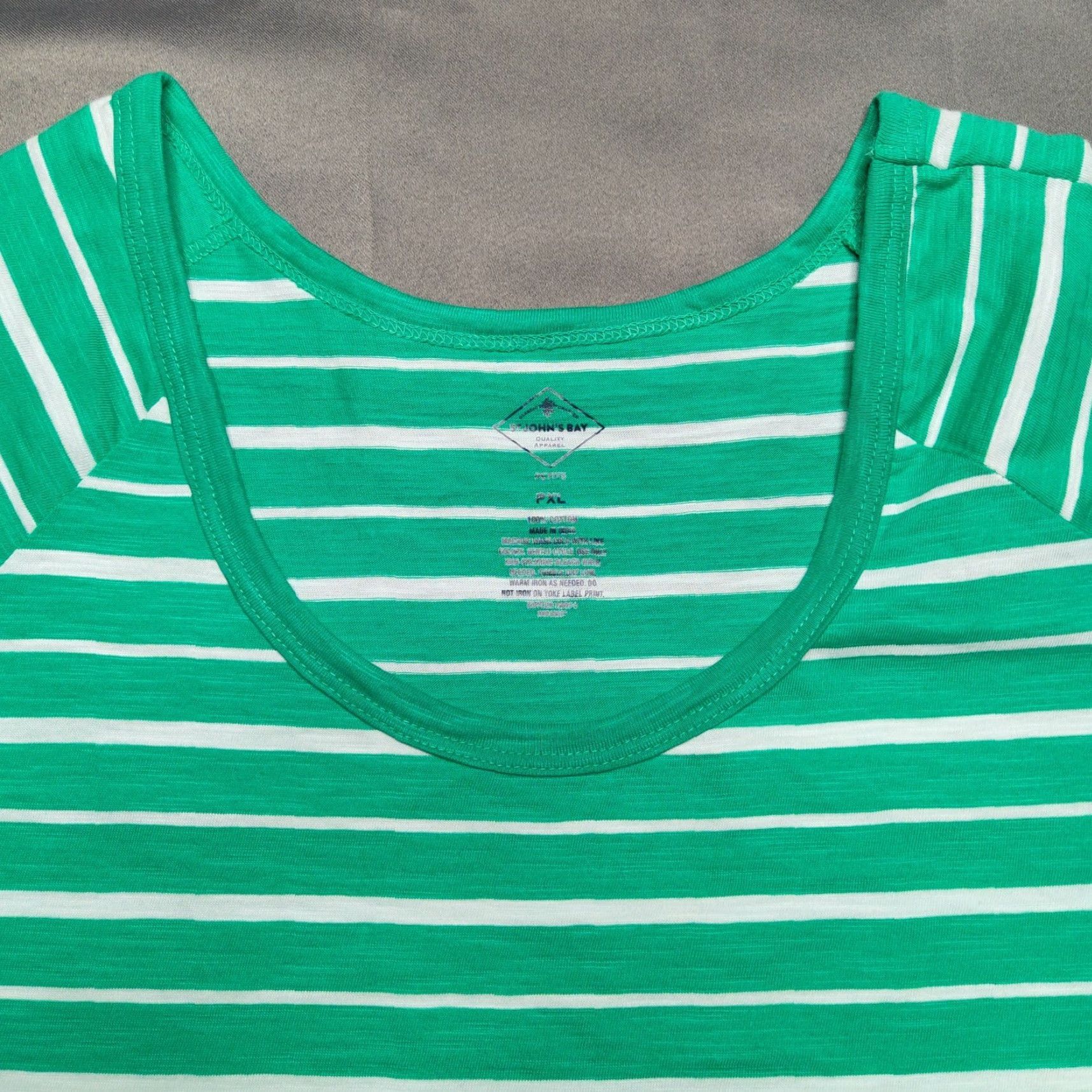 Vintage VINTAGE St. Johns Bay Women Blouse Petite XL PXL Green Stripe Open Shoulder Top NEW Size XL / US 12-14 / IT 48-50 - 2 Thumbnail