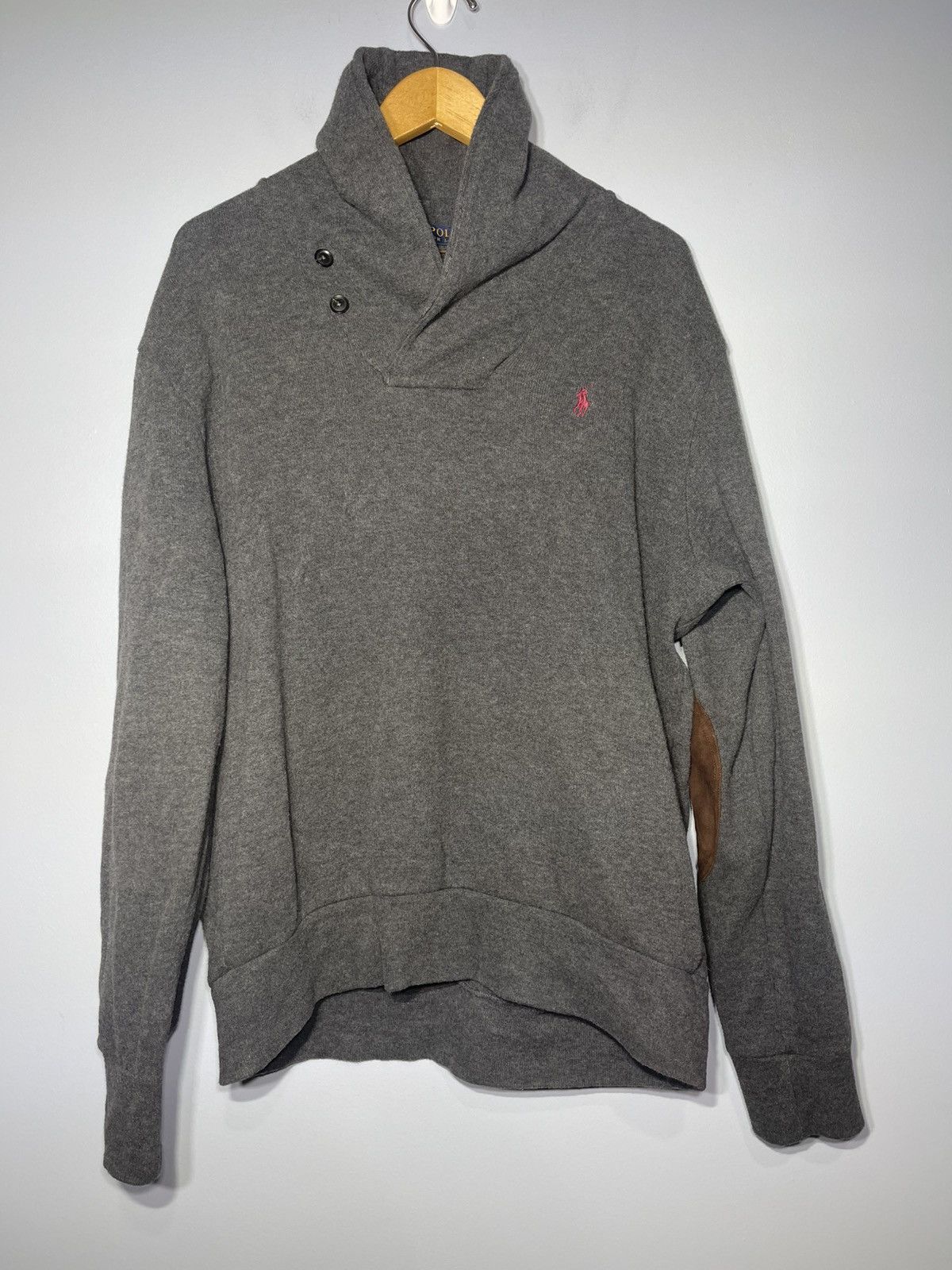 Polo Ralph Lauren Polo Ralph Lauren Men’s Sz L Gray Elbow Patch Shawl Collar Size US L / EU 52-54 / 3 - 2 Thumbnail