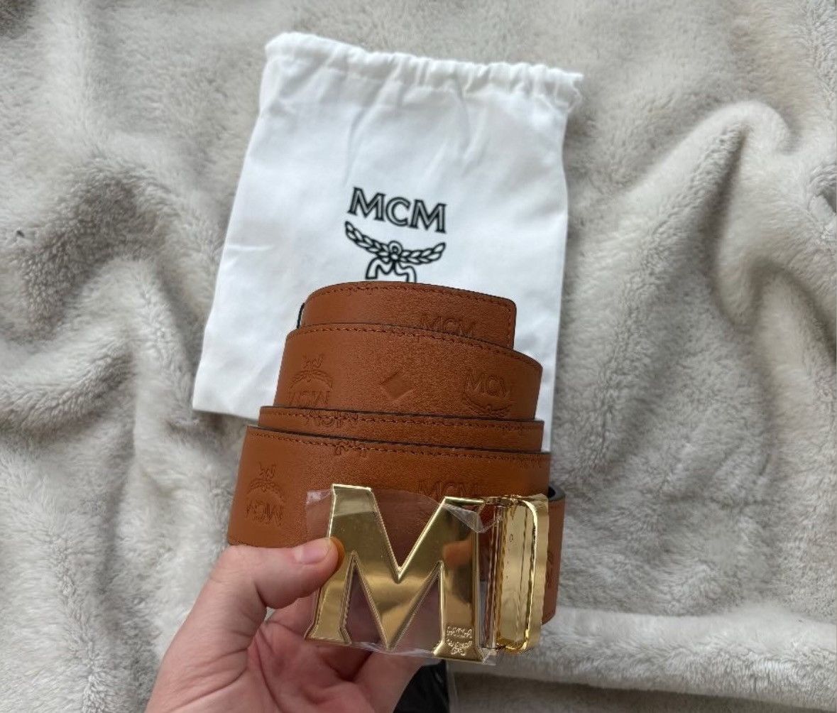 MCM MCM Cognac / Gold Embossed Belt Size ONE SIZE - 1 Thumbnail