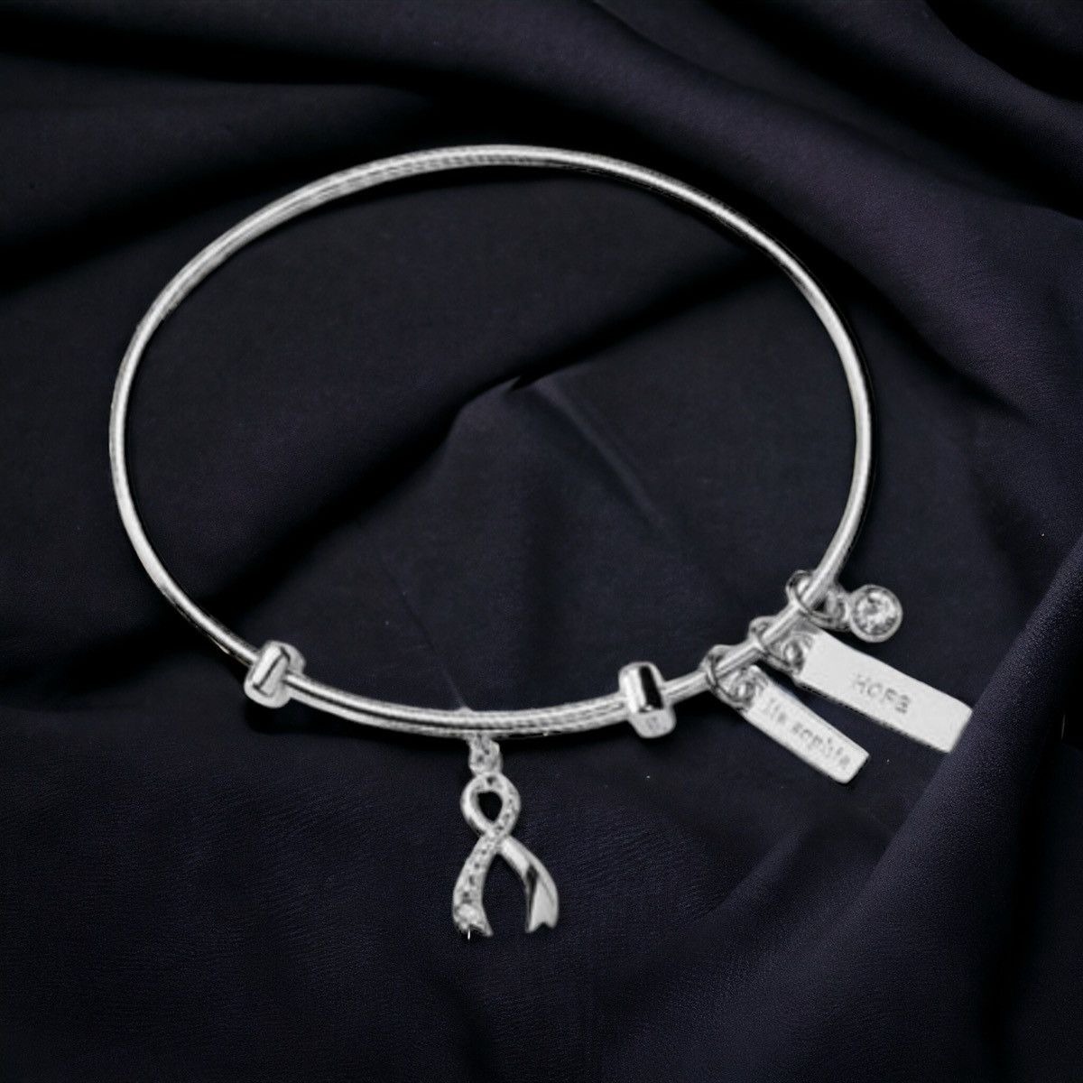 Other Lia Sophia rhinestone ribbon Hope charm bangle bracelet Size ONE SIZE - 1 Thumbnail