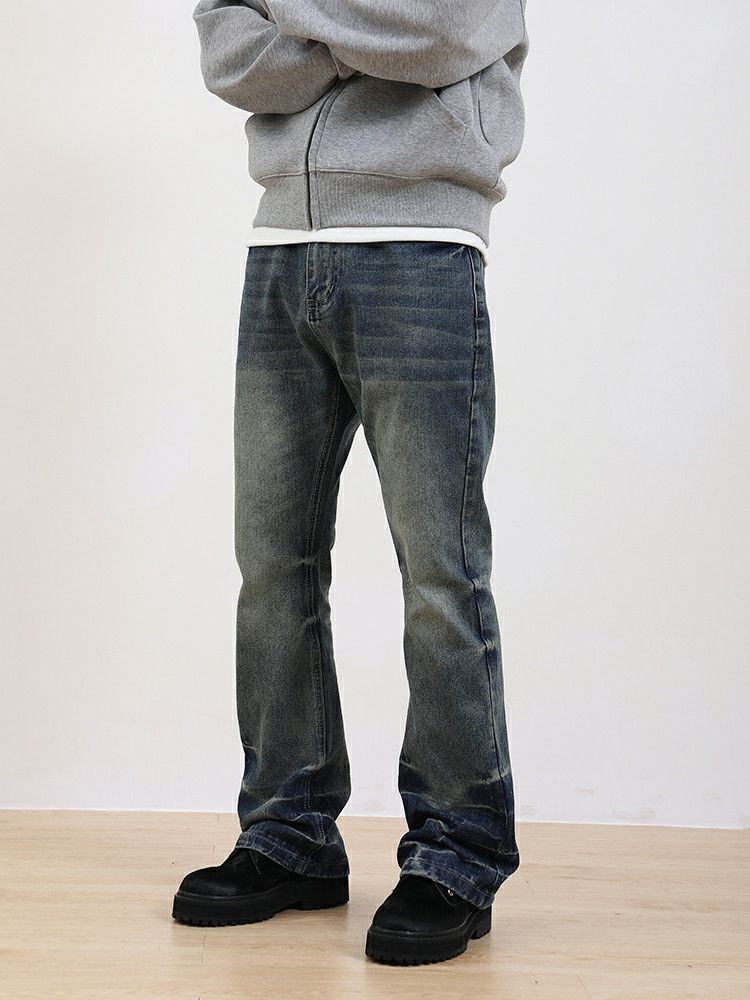 washed faded grunge bootcut jeans