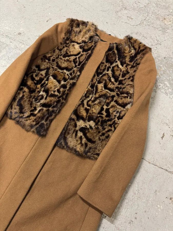 Just Cavalli Cavalli Leopard Fur Wool Camel Jacket Size XS / US 0-2 / IT 36-38 - 3 Thumbnail