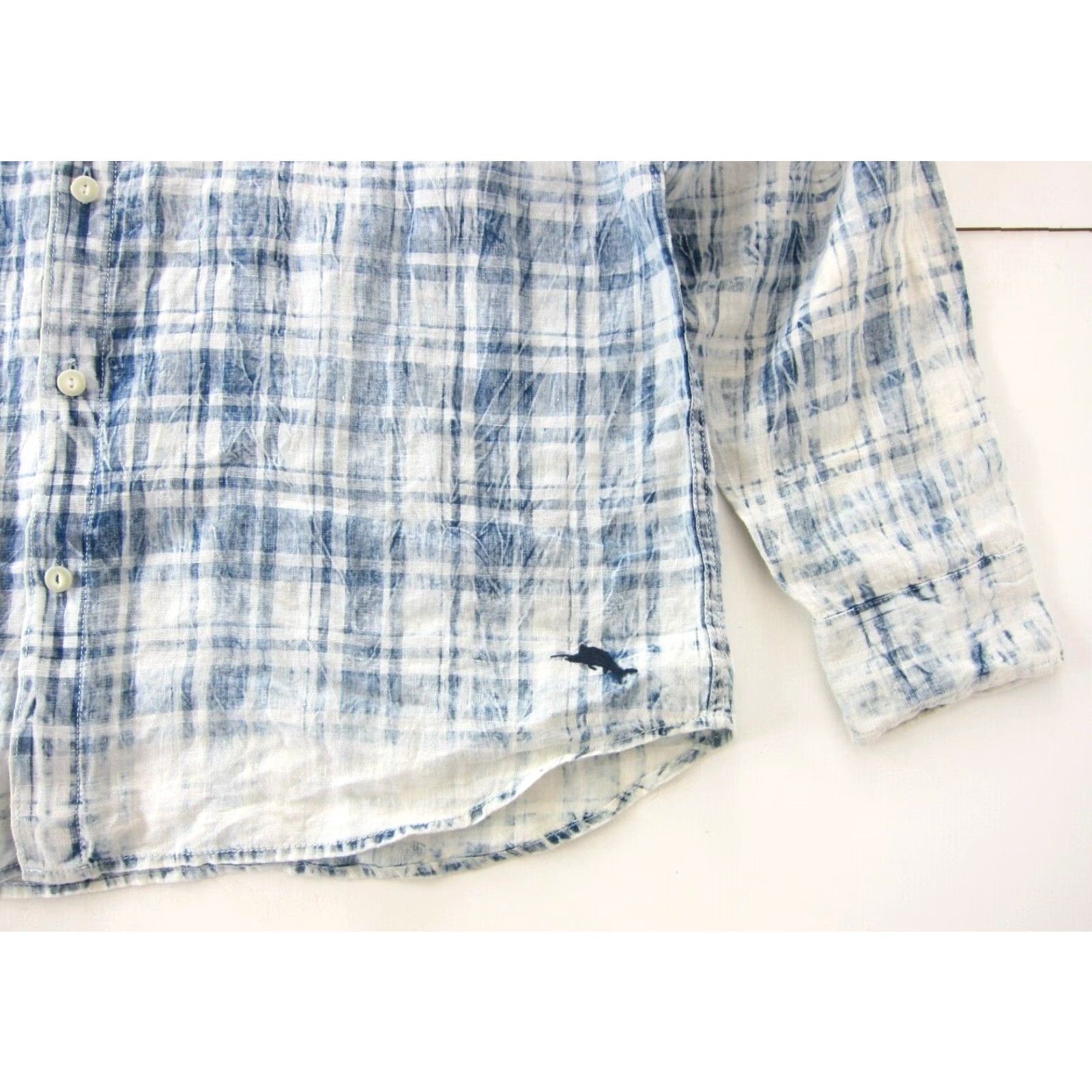 Tommy Bahama Tommy Bahama Shirt 100% Linen Blue White Plaid Long Sleeve Button Down XL Mens Shirt Size US XL / EU 56 / 4 - 8 Thumbnail