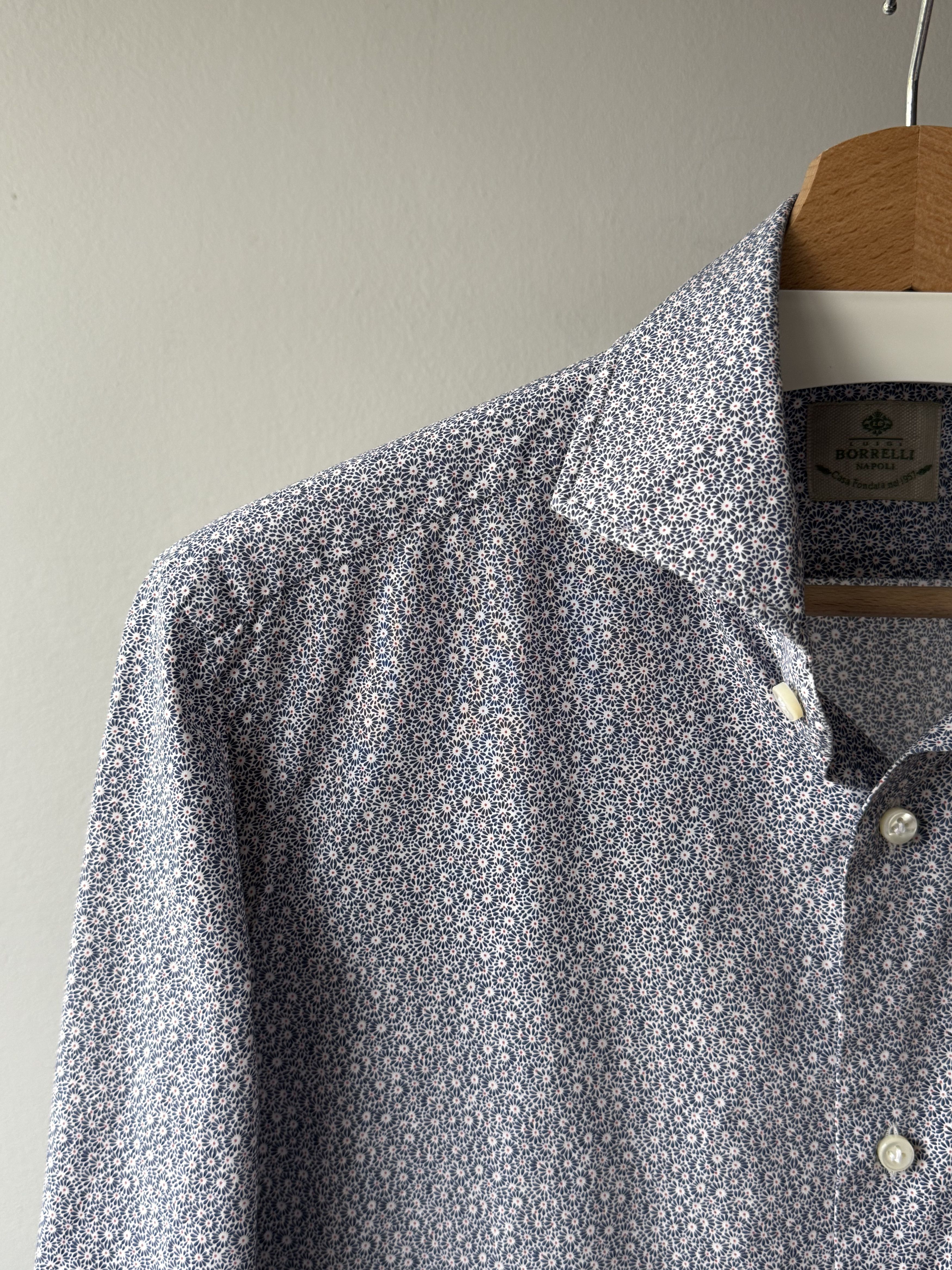Luigi Borrelli Luigi Borelli Napoli Floral Patterned L/S Dress Cotton Shirt Size US M / EU 48-50 / 2 - 5 Thumbnail