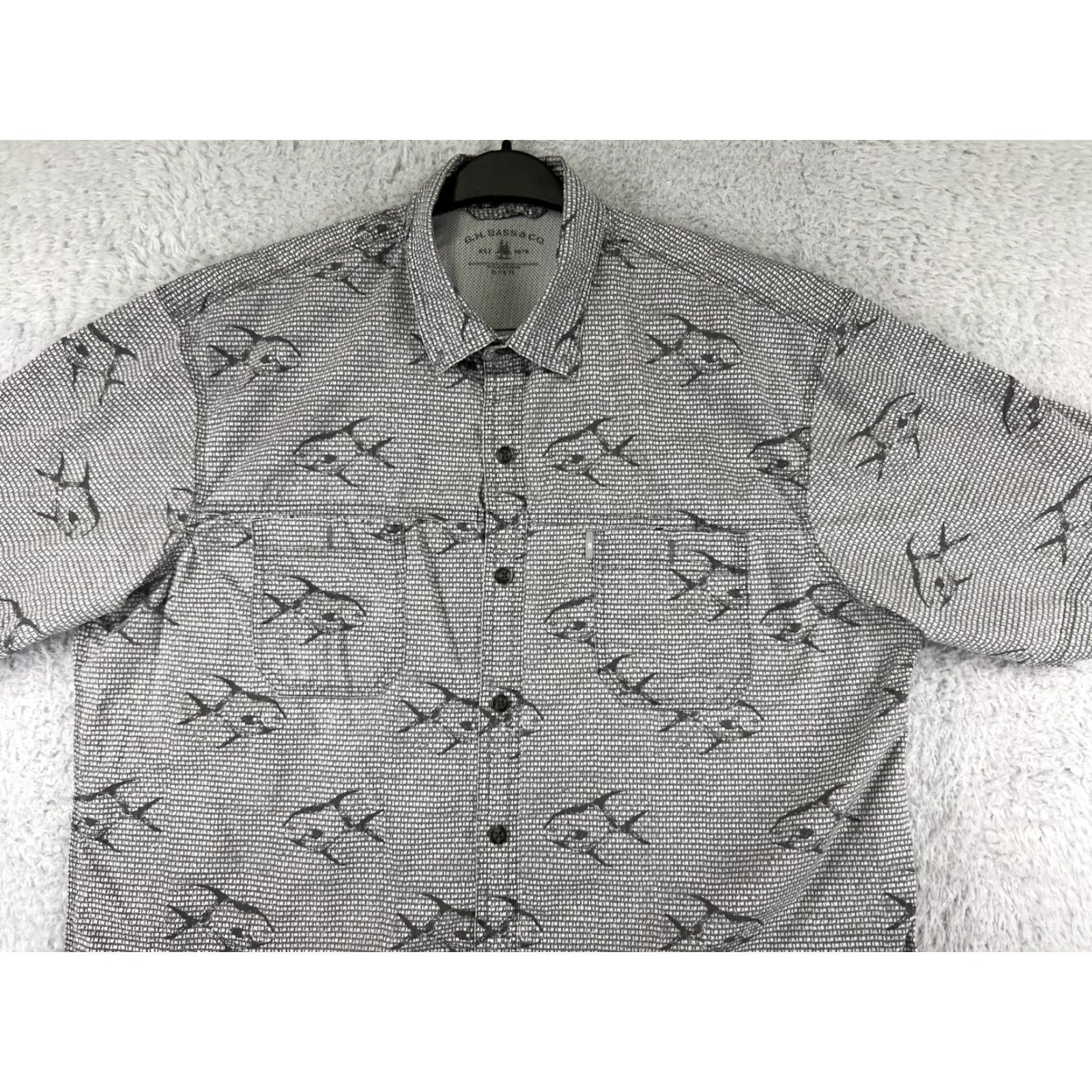 George George Button-Up Shirt Men XL Gray Cotton Hawaiian Aloha Beach Vacation Eyes Size US XL / EU 56 / 4 - 5 Thumbnail
