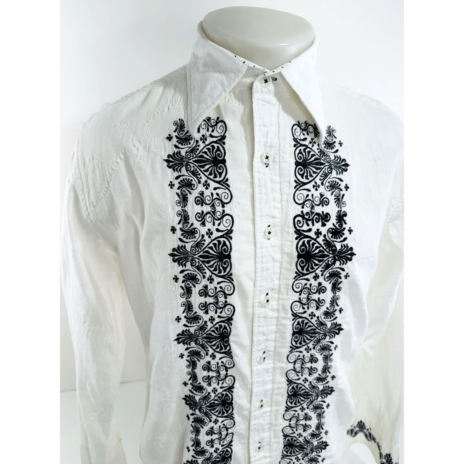 Vintage JIMI HENDRIX Experience - Embroidered Mens M Shirt Shirt Mens M White Embroidered 60s 70s Concert Size US M / EU 48-50 / 2 - 2 Thumbnail