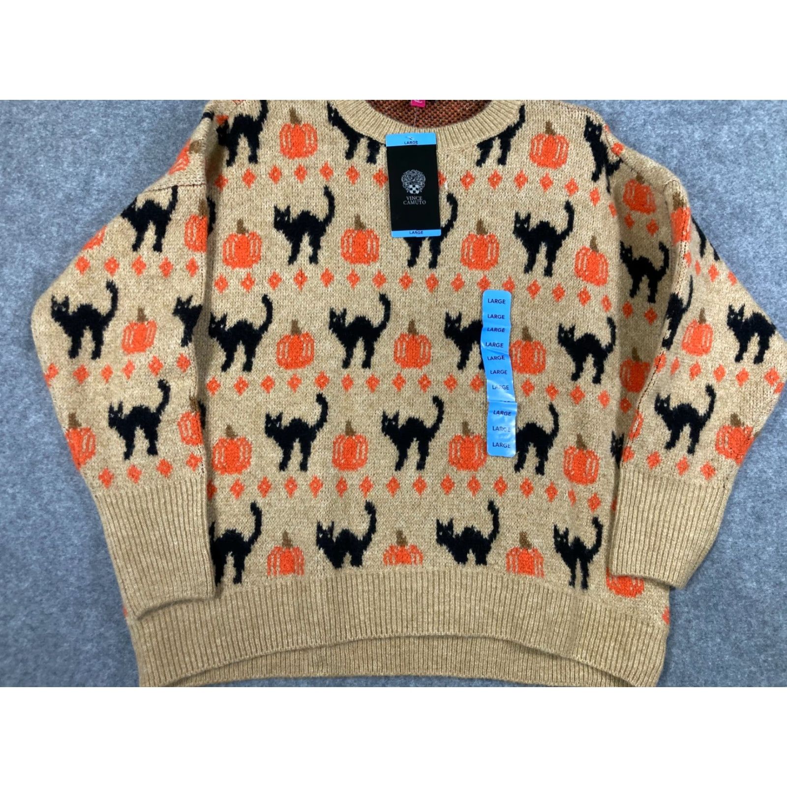 Vince Camuto Vince Camuto Pullover Halloween Sweater Womens Large Tan Knit Crew Neck NWT Size L / US 10 / IT 46 - 4 Thumbnail