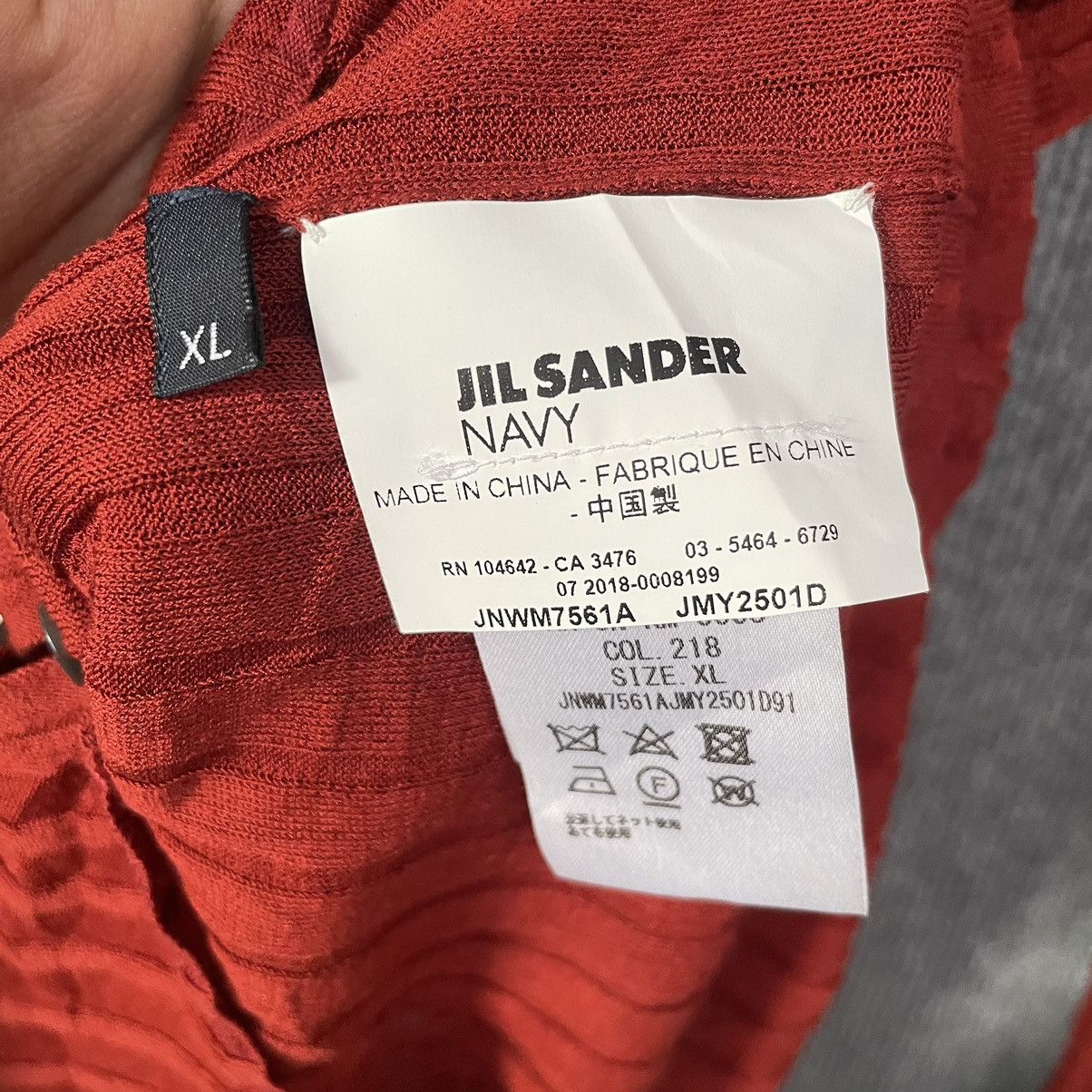 Jil Sander Jil Sander Navy Brick Red Button Pleated Cardigan Size M / US 6-8 / IT 42-44 - 4 Thumbnail