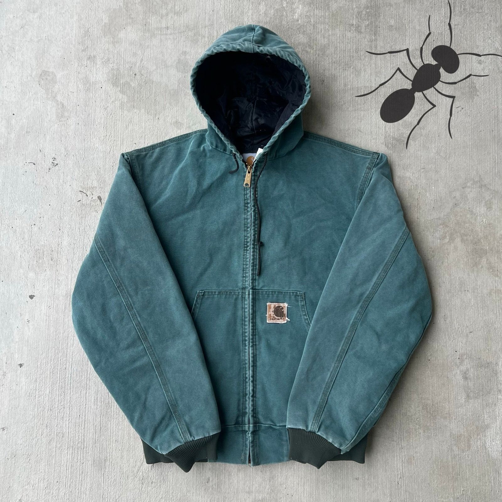 Carhartt × Vintage Carhartt JQ243 green hooded work wear jacket Size US M / EU 48-50 / 2 - 1 Thumbnail