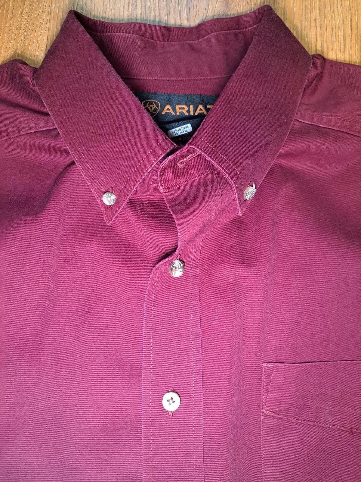 Ariat Ariat Button Up Long Sleeve Shirt Mens XL Burgundy Cotton Size US XL / EU 56 / 4 - 8 Thumbnail