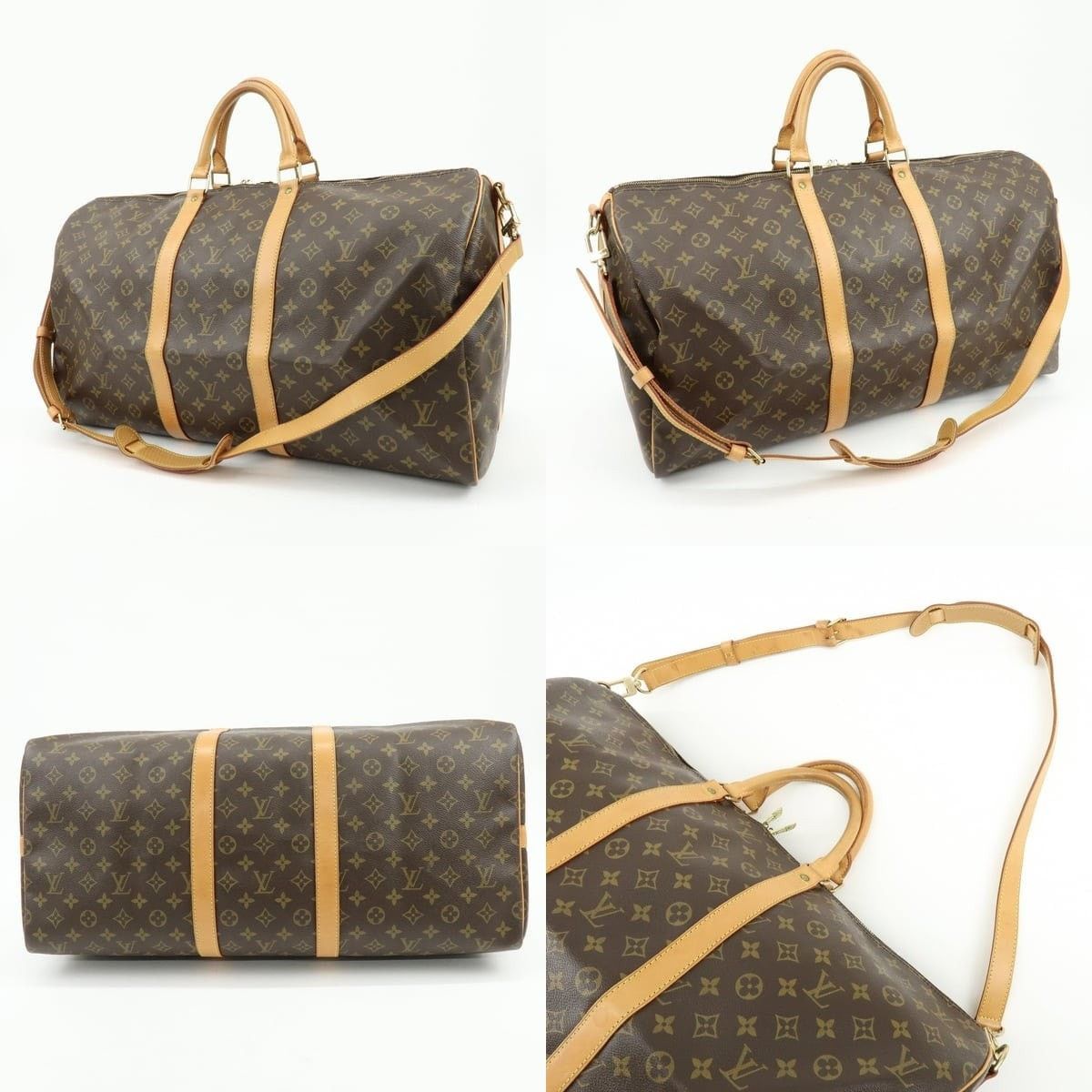 Louis Vuitton Louis Vuitton Monogram Keepall Bandouliere 55 Duffle Bag Size ONE SIZE - 3 Thumbnail
