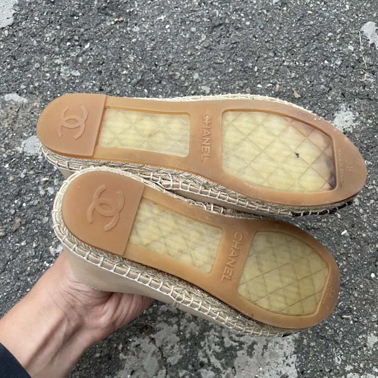 Vintage 💥GRAIL💥 Chanel Espadrilles beige Leather ballet shoes boots Size US 7 / IT 37 - 9 Thumbnail