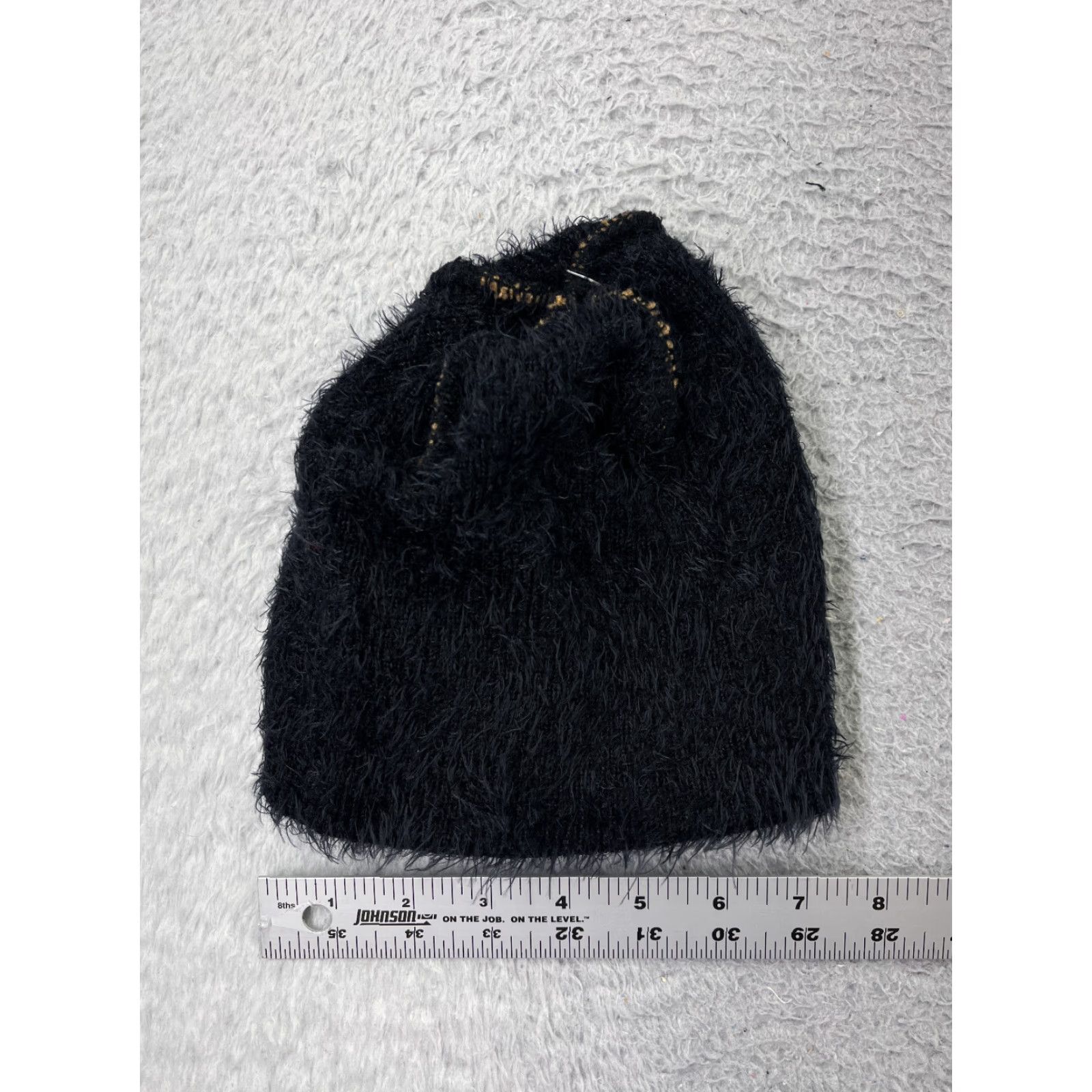 Vintage VINTAGE Beanie Toque Adult Large Yellow Black Trim Knit Acrylic Nylon Lined Ski Winter Blue Hat Mens Beanie Size ONE SIZE - 3 Thumbnail