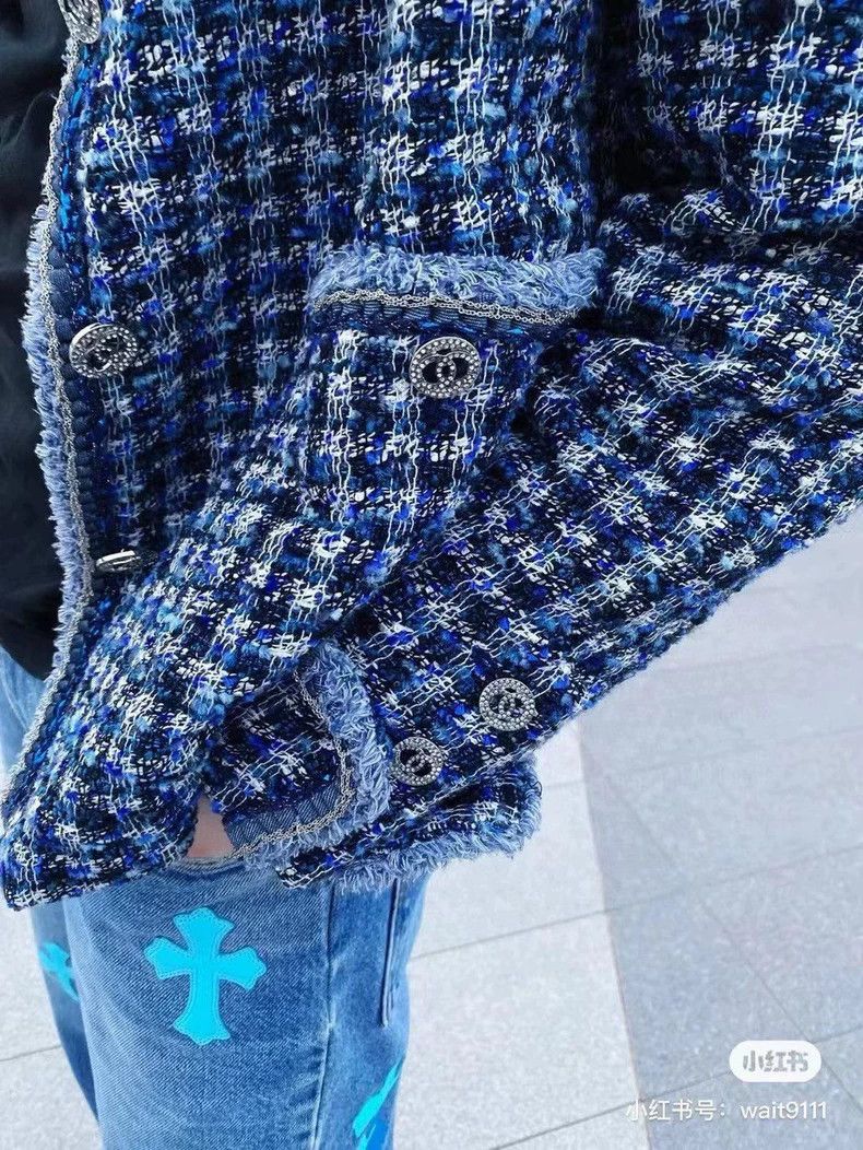 Chanel Chanel Blue stand-up collar jacket with diamond buckle Size XXS / US 00 / IT 34 - 5 Thumbnail