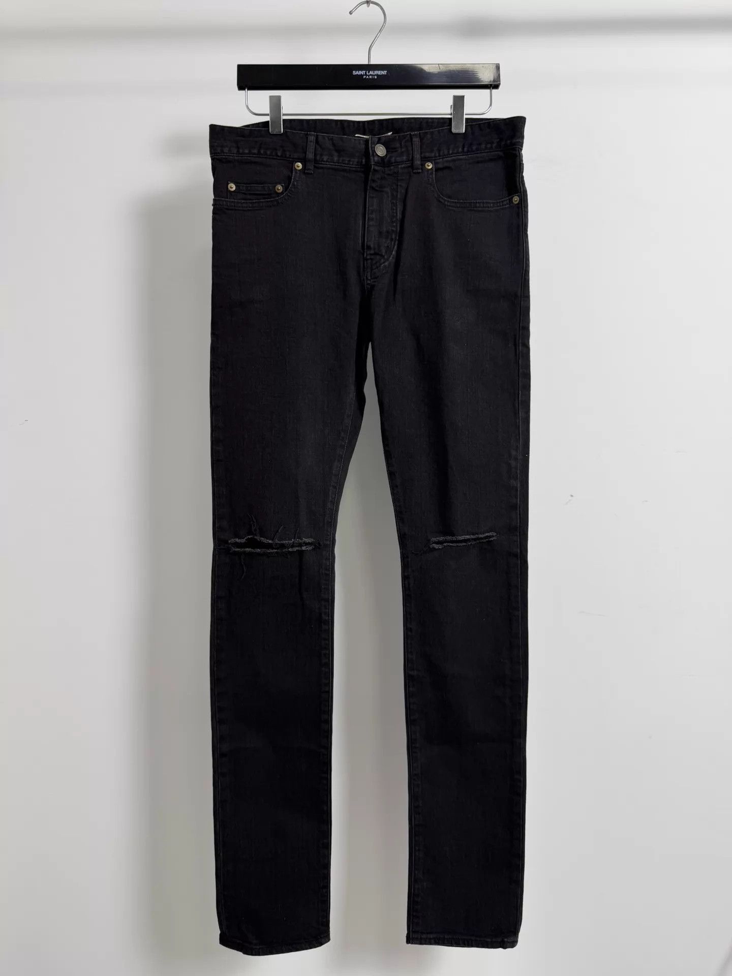 Saint Laurent Paris Black Ripped Denim Jeans Size US 32 / EU 48 - 1 Thumbnail