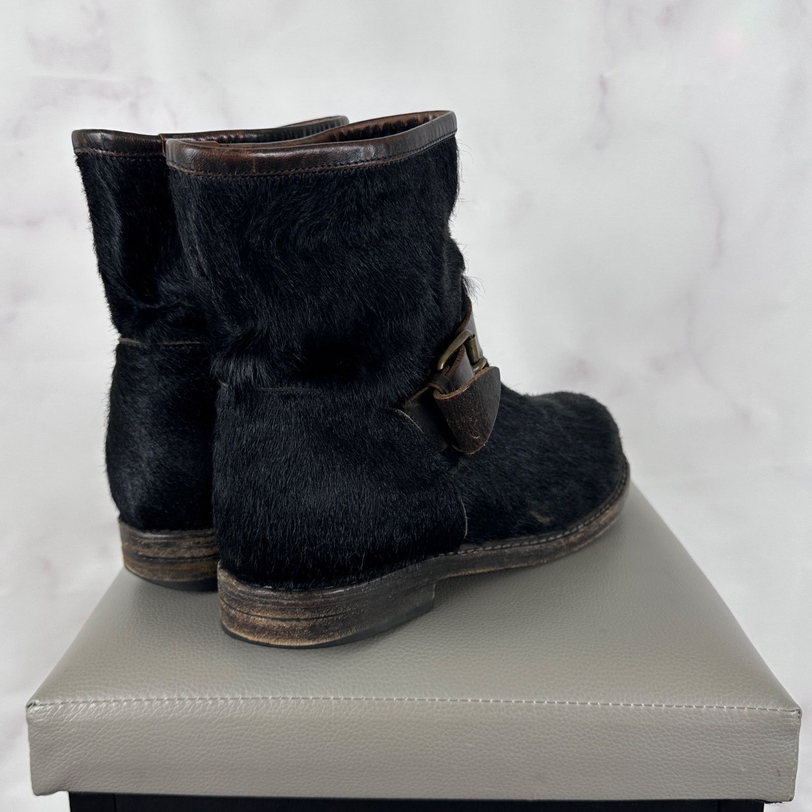 Buttero Black Pony Hair Biker Boot Size US 8 / IT 38 - 7 Thumbnail