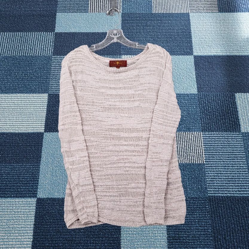 7 For All Mankind 7 For All Mankind Womens S Small Beige Knit Pullover Sweater Jumper Long Sleeve Size S / US 4 / IT 40 - 1 Thumbnail