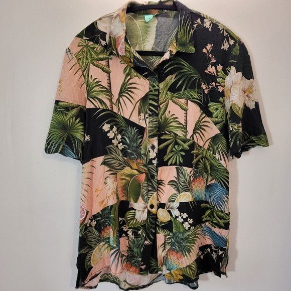 Farm Rio Farm Rio Floral Leaves Button Up Short Sleeve Shirt - Size S Size S / US 4 / IT 40 - 1 Thumbnail