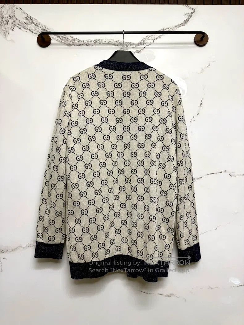 Gucci Guicci Monogrammed knit cardigan sweater Size US XL / EU 56 / 4 - 2 Thumbnail