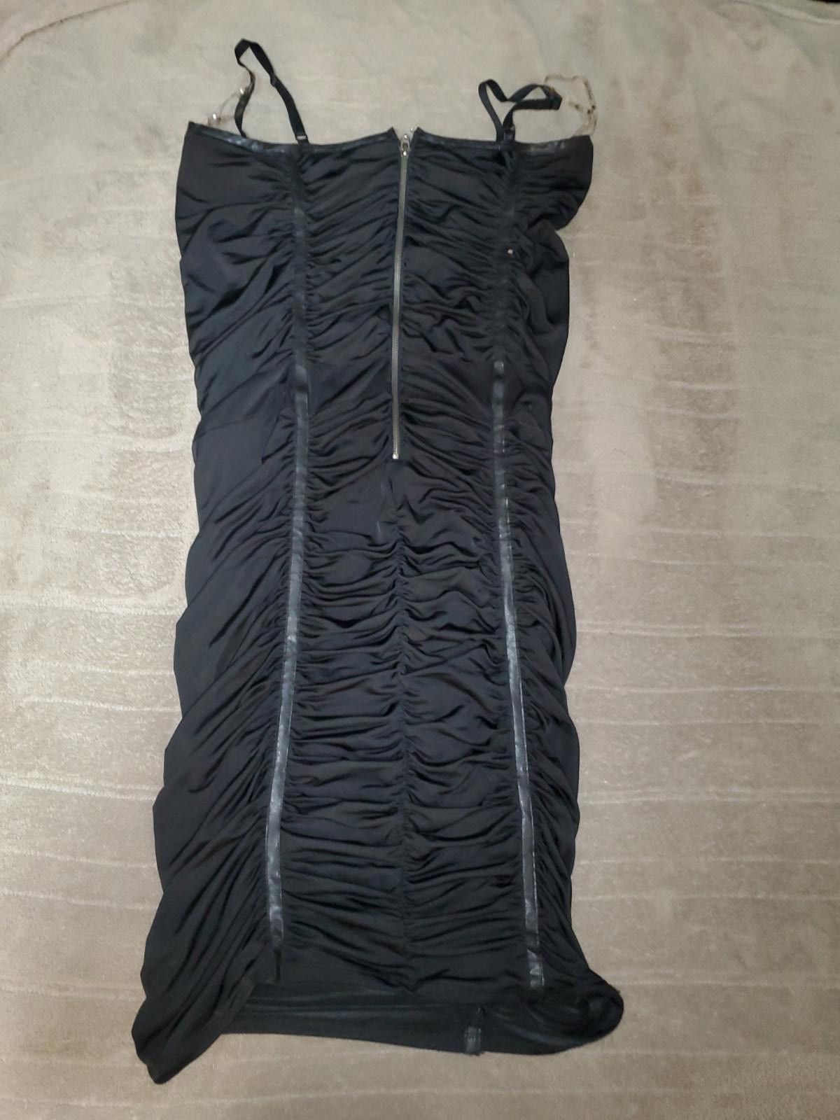 Unknown London Vintage Apple bottoms Black Ruched Bodycon Dress Size XL / US 12-14 / IT 48-50 - 2 Thumbnail