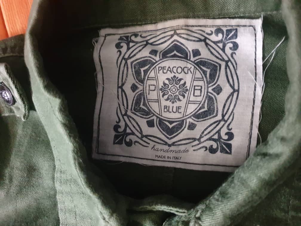 Japanese Brand 💥Peacock Blue handmade Butterfly Made in ITALY shirt Size L / US 10 / IT 46 - 2 Thumbnail