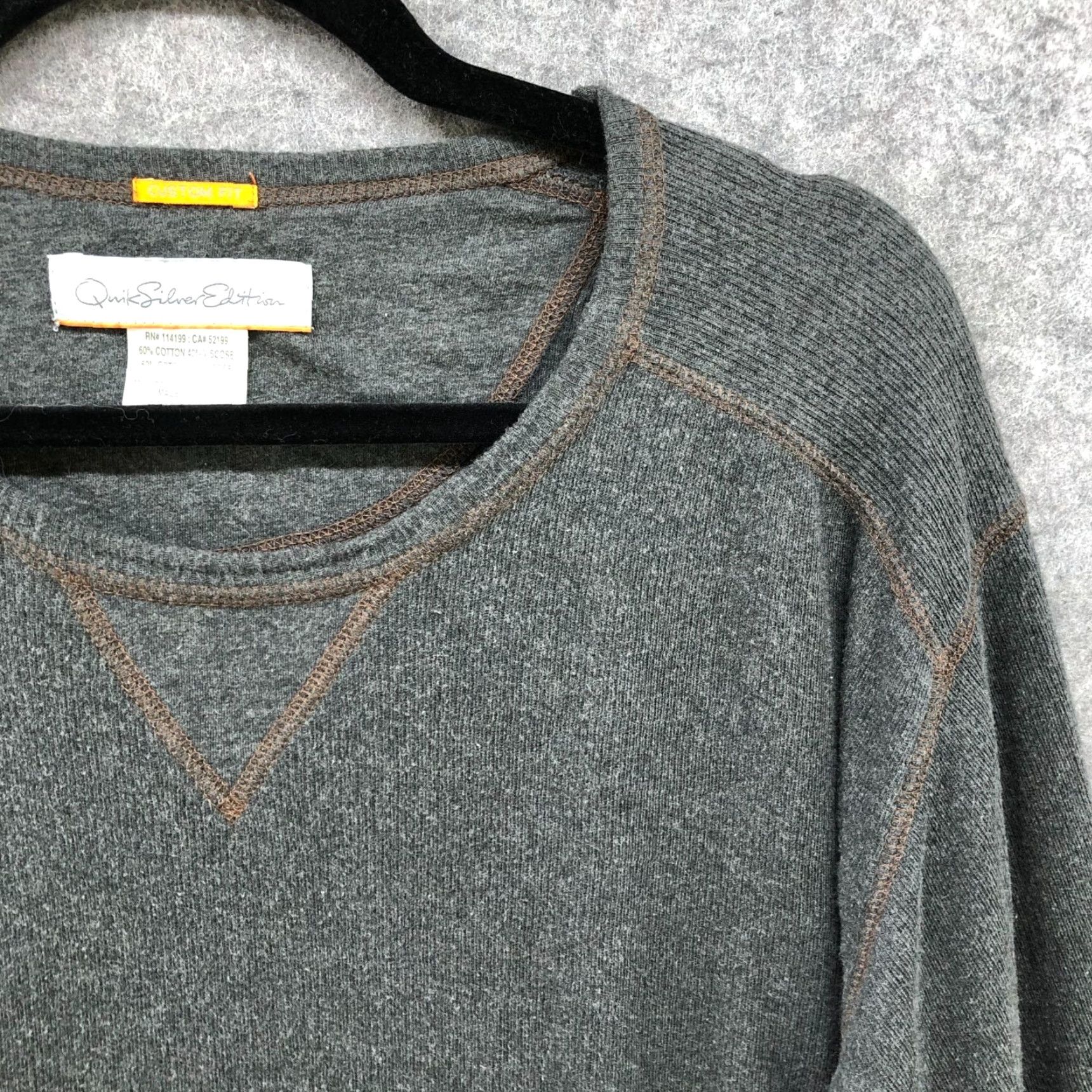 Quiksilver Quiksilver Editions Men's Long Sleeve Gray Thermal Crewneck T-Shirt Size L Size US L / EU 52-54 / 3 - 7 Thumbnail