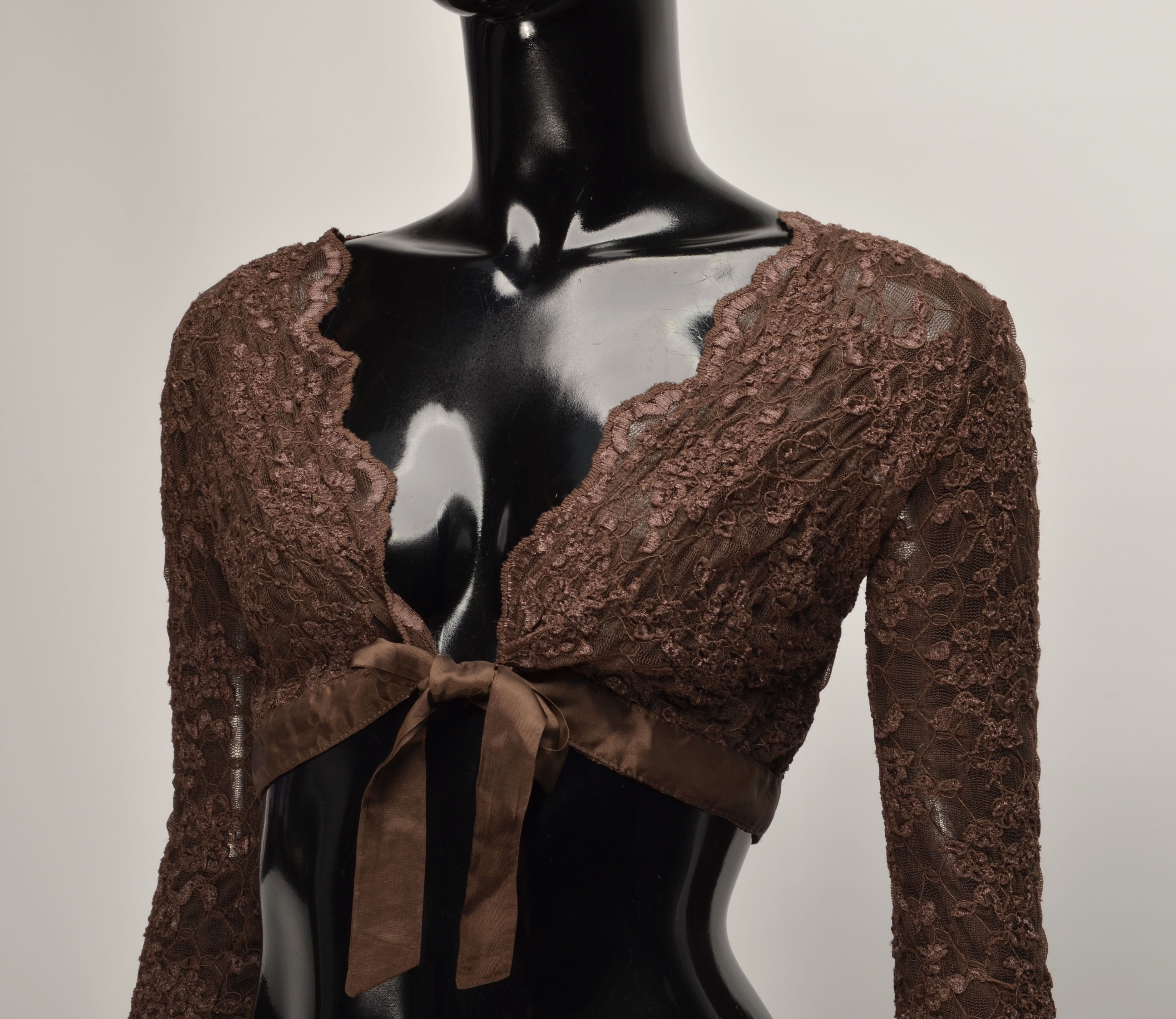 Designer Vintage Kookai Y2K French Lace Cropped Fairy Bolero Top Size S / US 4 / IT 40 - 2 Thumbnail