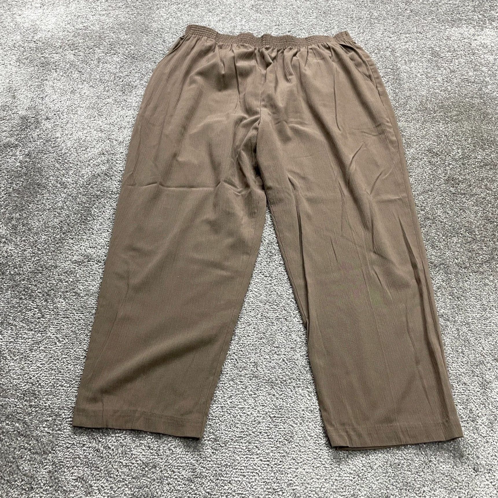 Etro VINTAGE Metro New York Pants Womens Brown Elastic Waist Rayon Tapered 34x26 Size 24" / US 00 / IT 34 - 2 Thumbnail