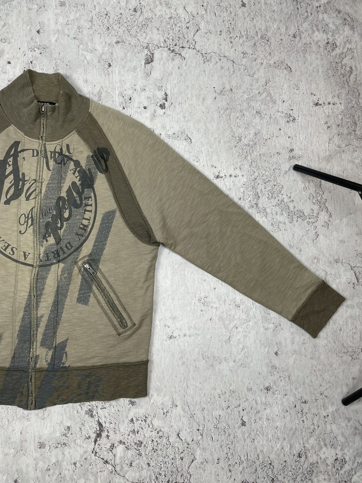 Japanese Brand × Vintage Vintage Y2K Men’s TopMan Dirty A Sex Brown Zip Hoodie Size US L / EU 52-54 / 3 - 2 Thumbnail