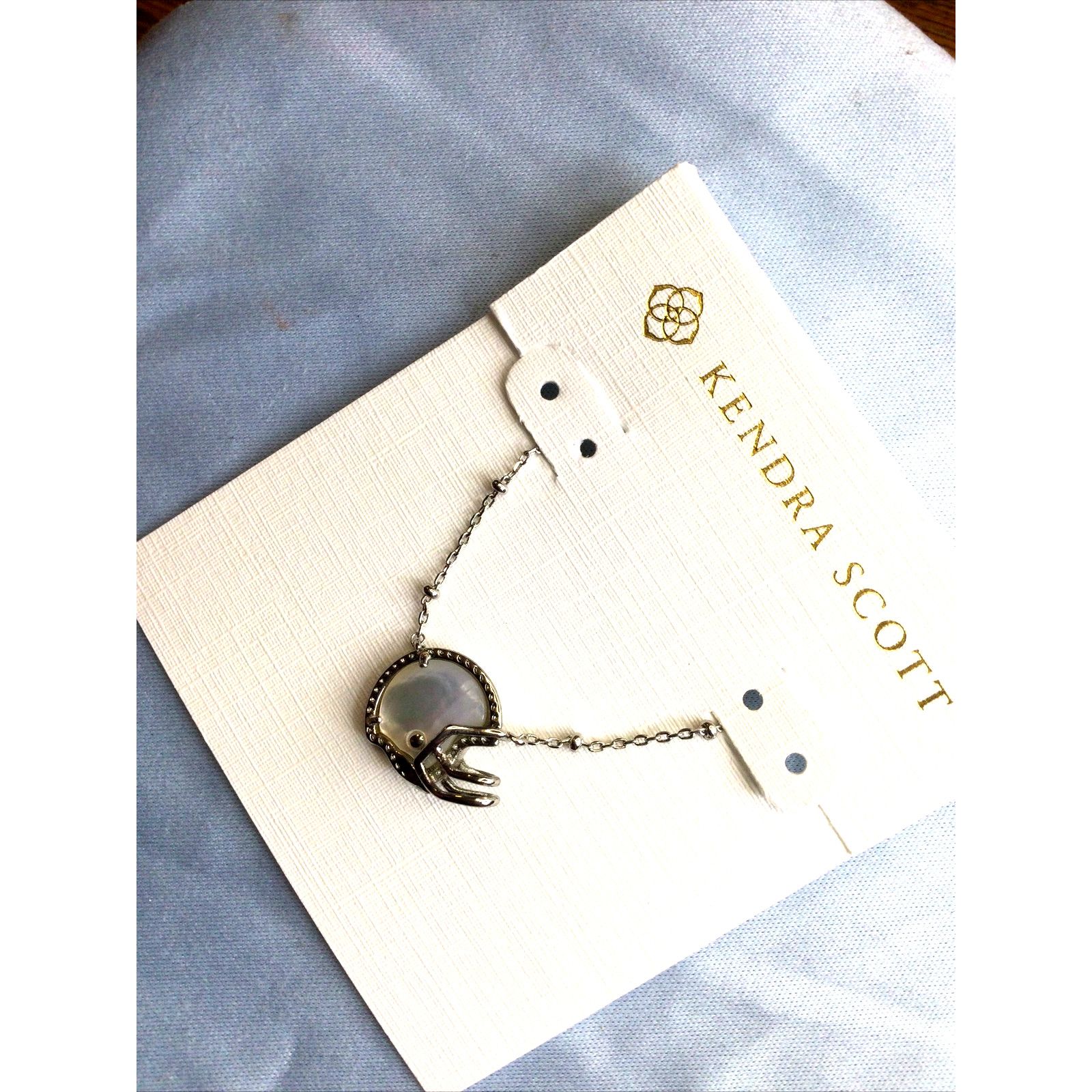 Kendra Scott Kendra Scott Football Helmet Pendant Necklace Rhodium Ivory Size ONE SIZE - 5 Thumbnail