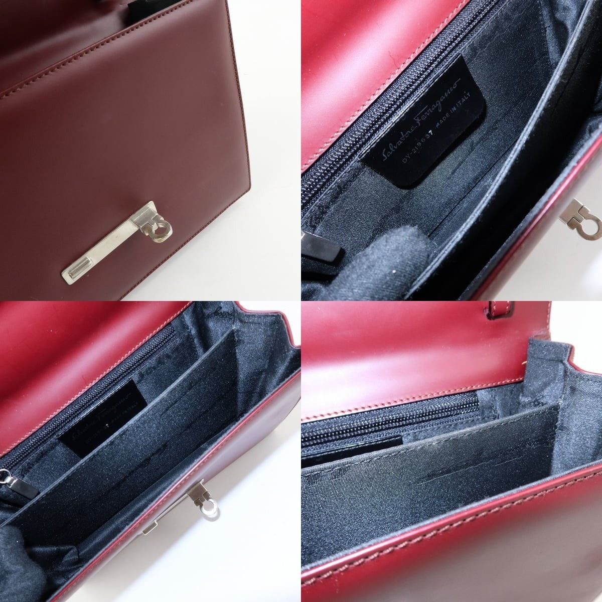 Salvatore Ferragamo Ferragamo Gancini Leather Top Handle Bag Burgundy Size ONE SIZE - 7 Thumbnail